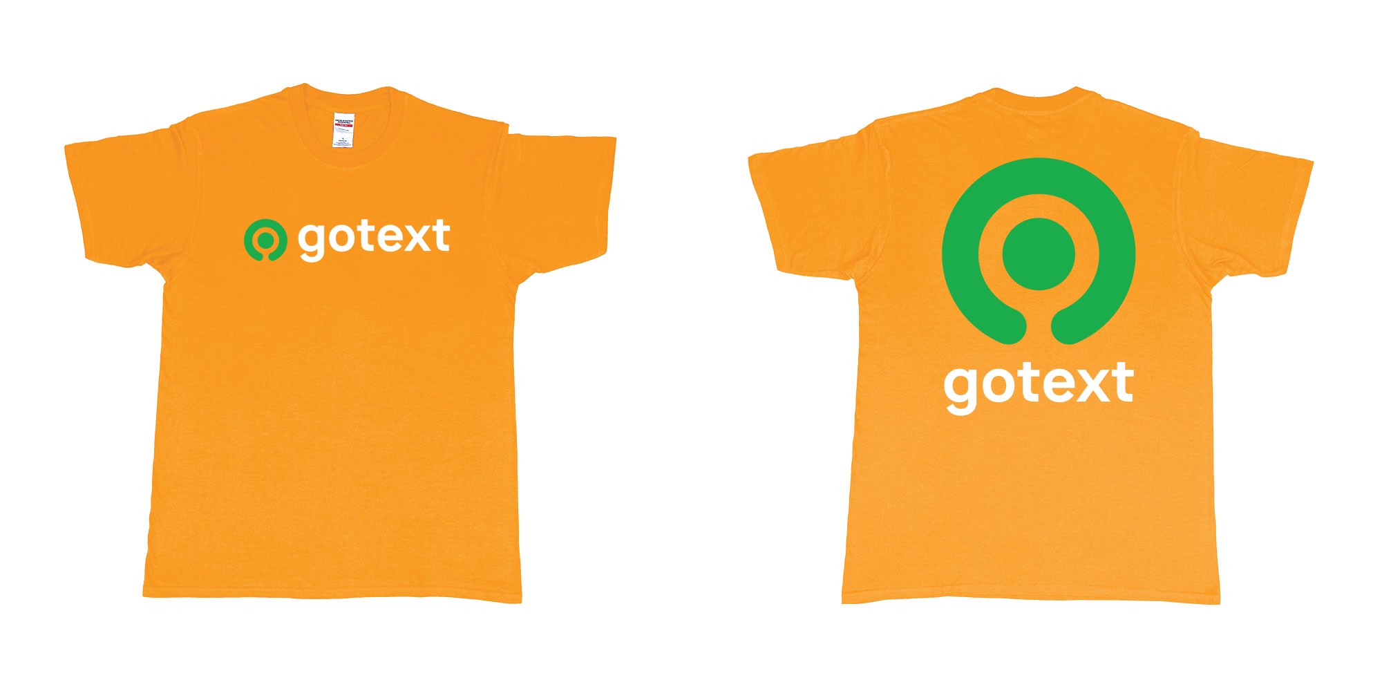 Custom tshirt design gojek logo go custom text tshirt printing bali in fabric color gold choice your own text made in Bali by The Pirate Way