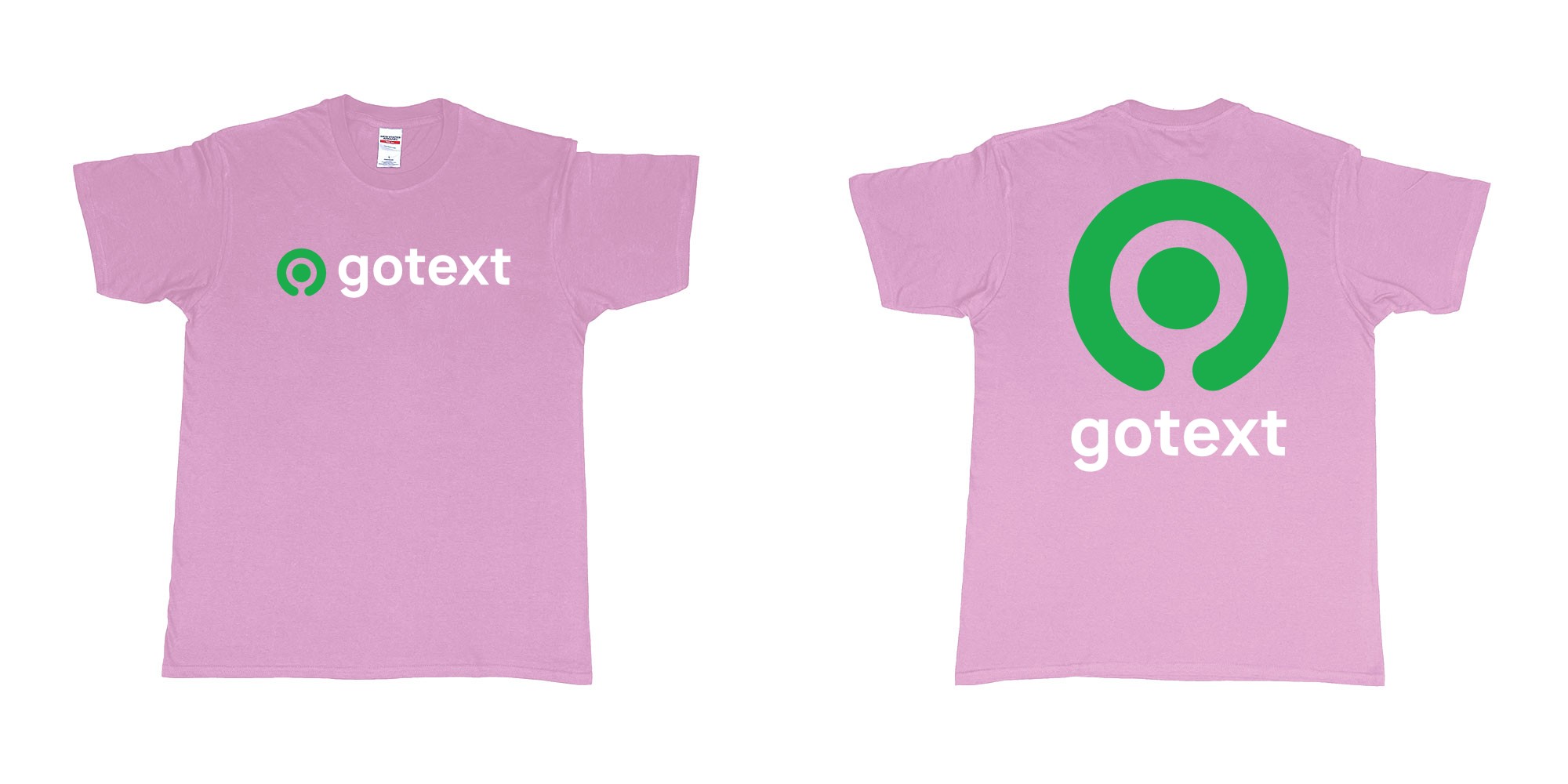 Custom tshirt design gojek logo go custom text tshirt printing bali in fabric color light-pink choice your own text made in Bali by The Pirate Way