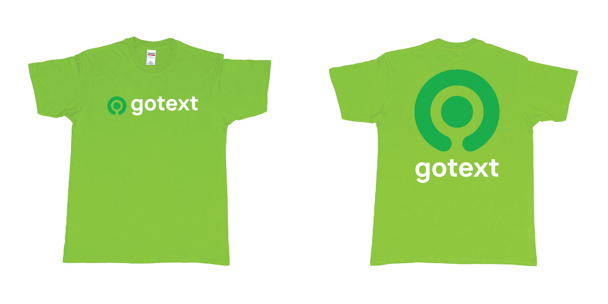 Custom tshirt design gojek logo go custom text tshirt printing bali in fabric color lime choice your own text made in Bali by The Pirate Way