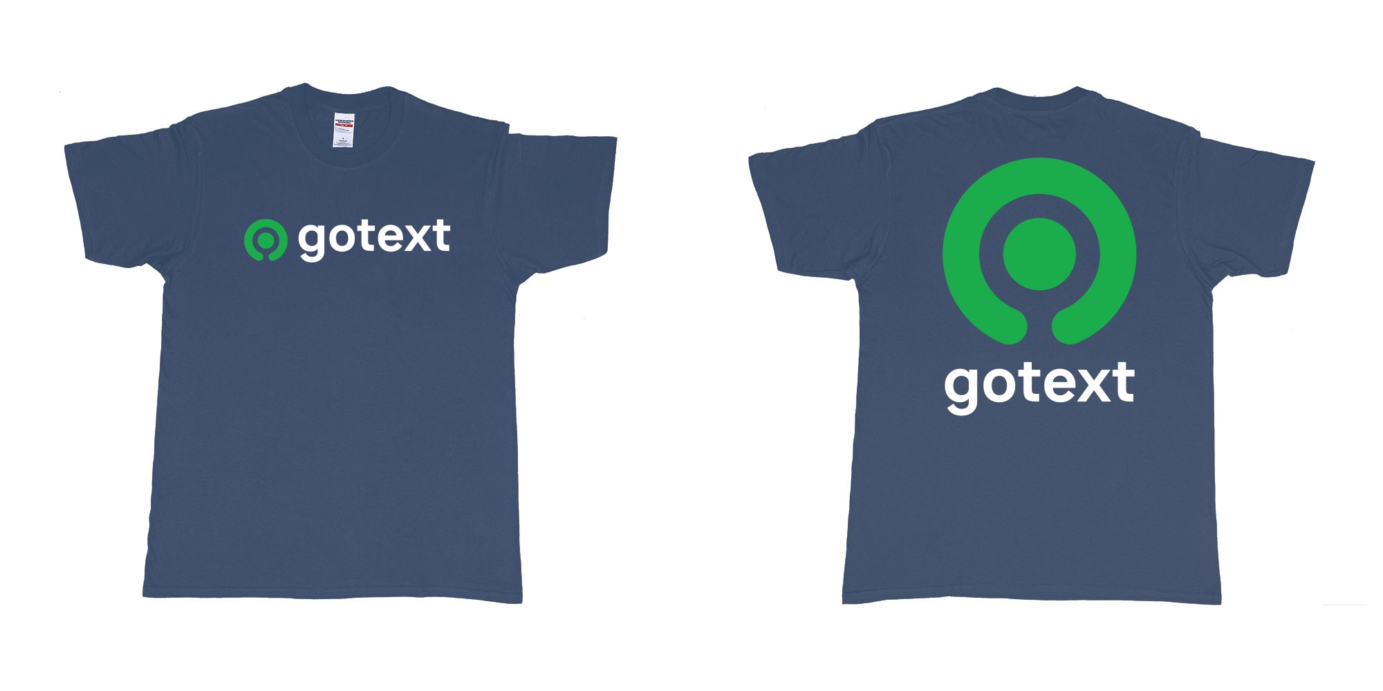 Custom tshirt design gojek logo go custom text tshirt printing bali in fabric color navy choice your own text made in Bali by The Pirate Way