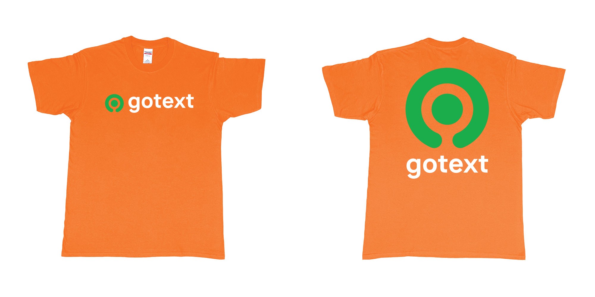 Custom tshirt design gojek logo go custom text tshirt printing bali in fabric color orange choice your own text made in Bali by The Pirate Way