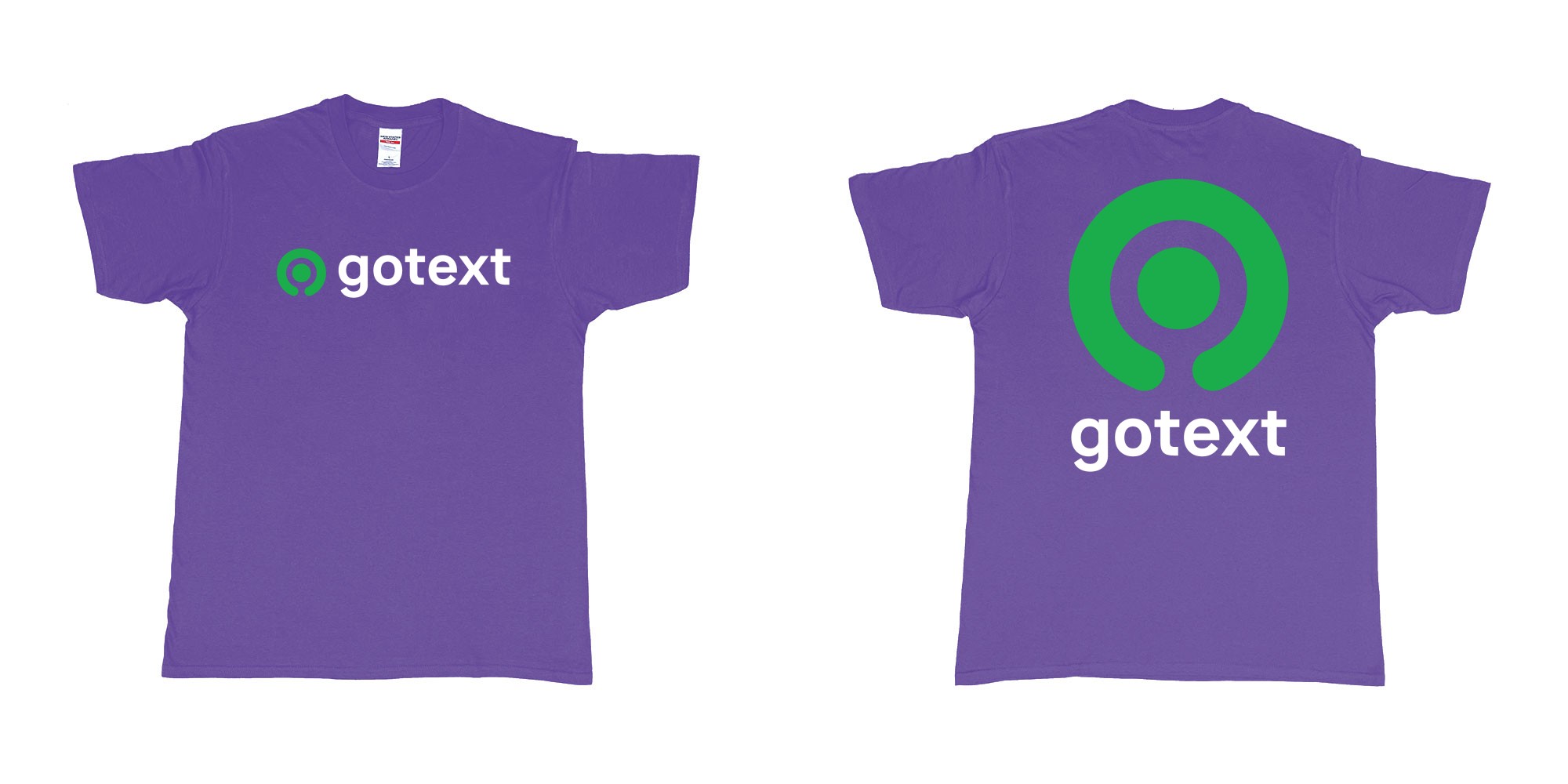 Custom tshirt design gojek logo go custom text tshirt printing bali in fabric color purple choice your own text made in Bali by The Pirate Way