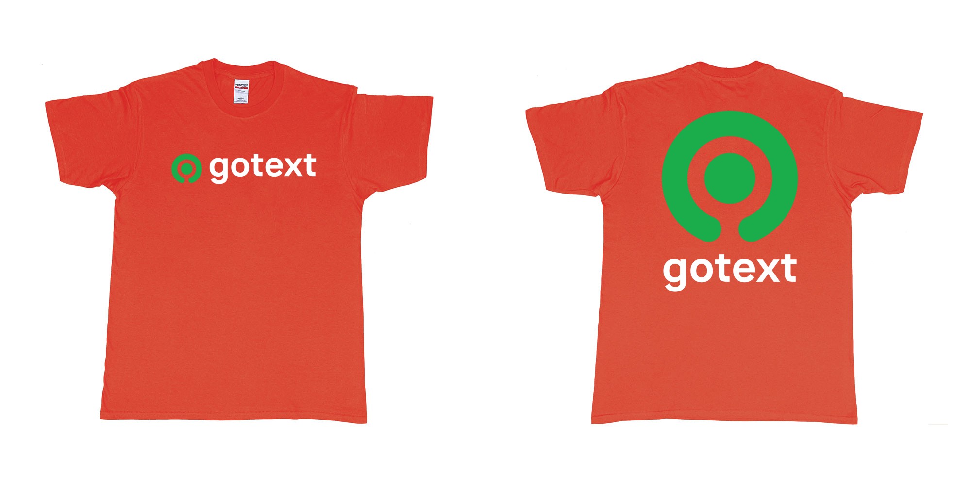 Custom tshirt design gojek logo go custom text tshirt printing bali in fabric color red choice your own text made in Bali by The Pirate Way