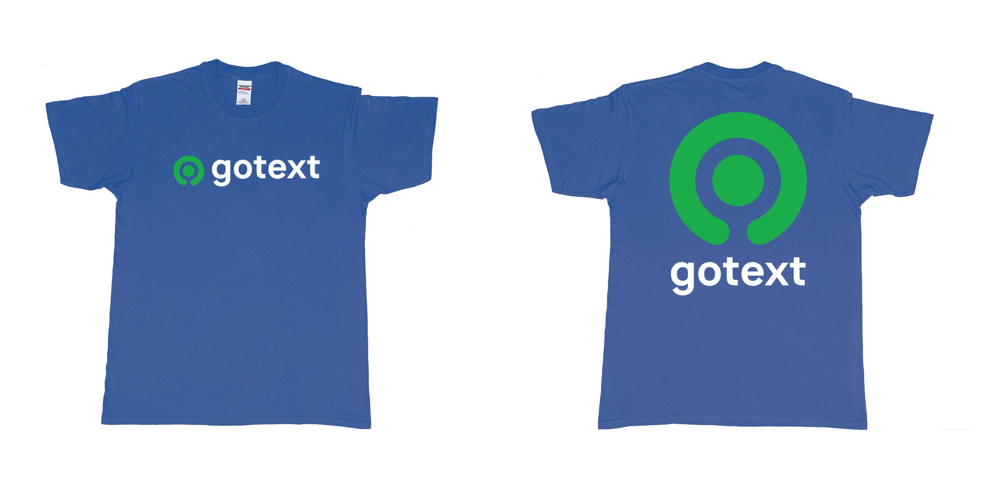 Custom tshirt design gojek logo go custom text tshirt printing bali in fabric color royal-blue choice your own text made in Bali by The Pirate Way