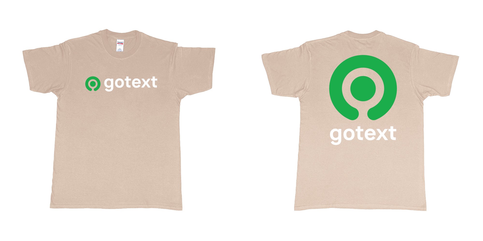 Custom tshirt design gojek logo go custom text tshirt printing bali in fabric color sand choice your own text made in Bali by The Pirate Way