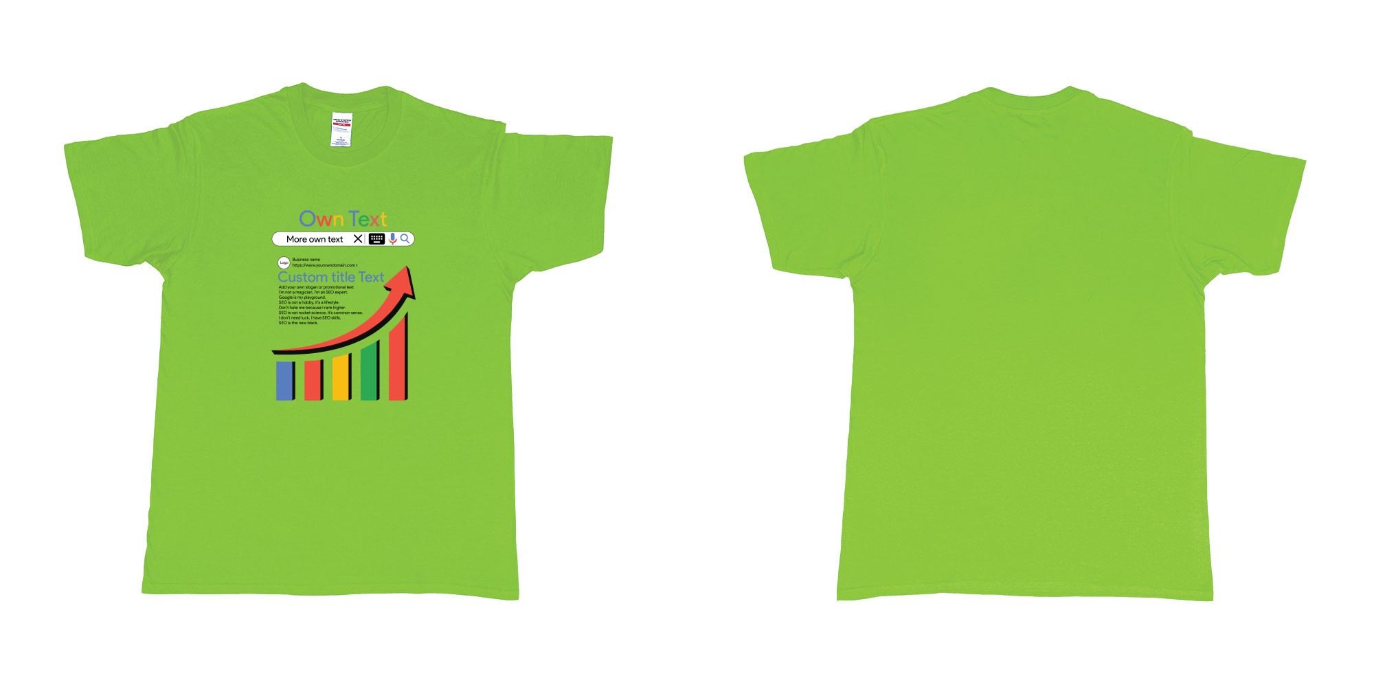 Custom tshirt design google seo search logo custom text title design in fabric color lime choice your own text made in Bali by The Pirate Way