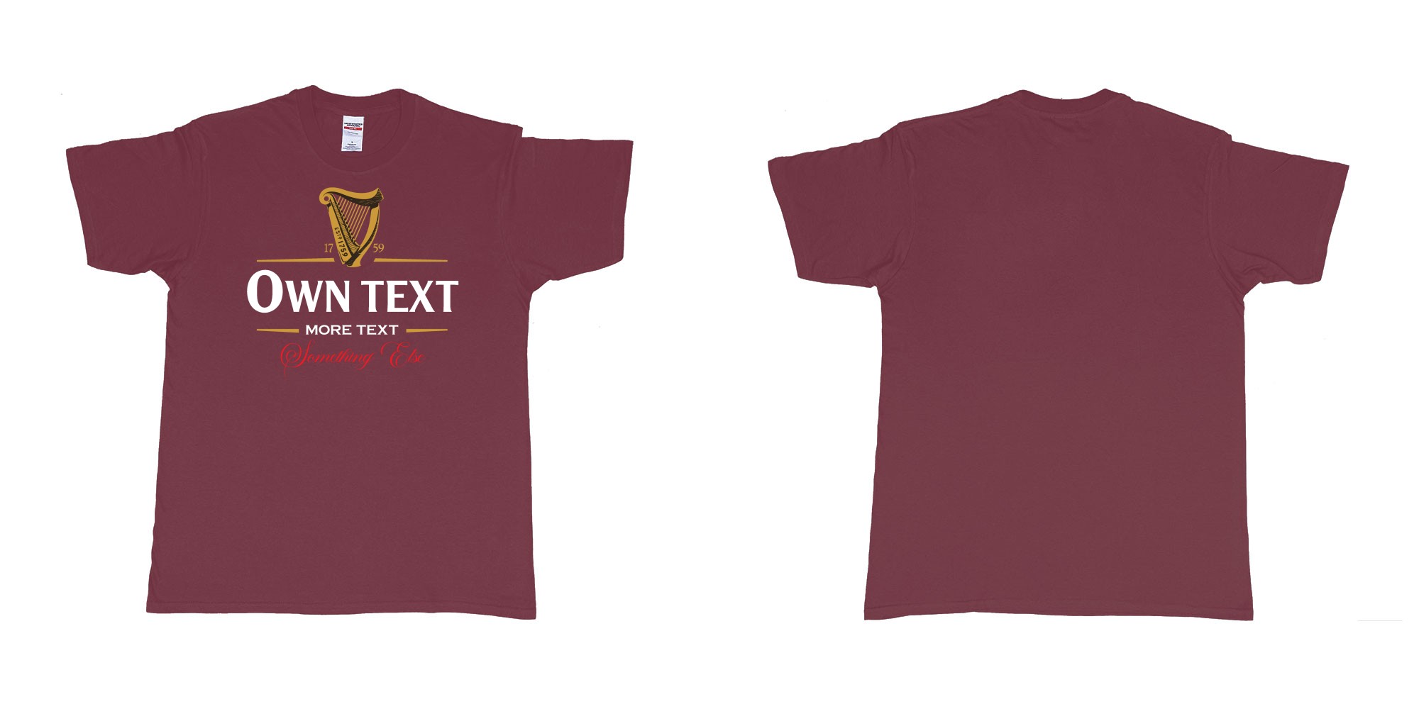 Custom tshirt design guinness beer custom text teeshirt printing in fabric color marron choice your own text made in Bali by The Pirate Way