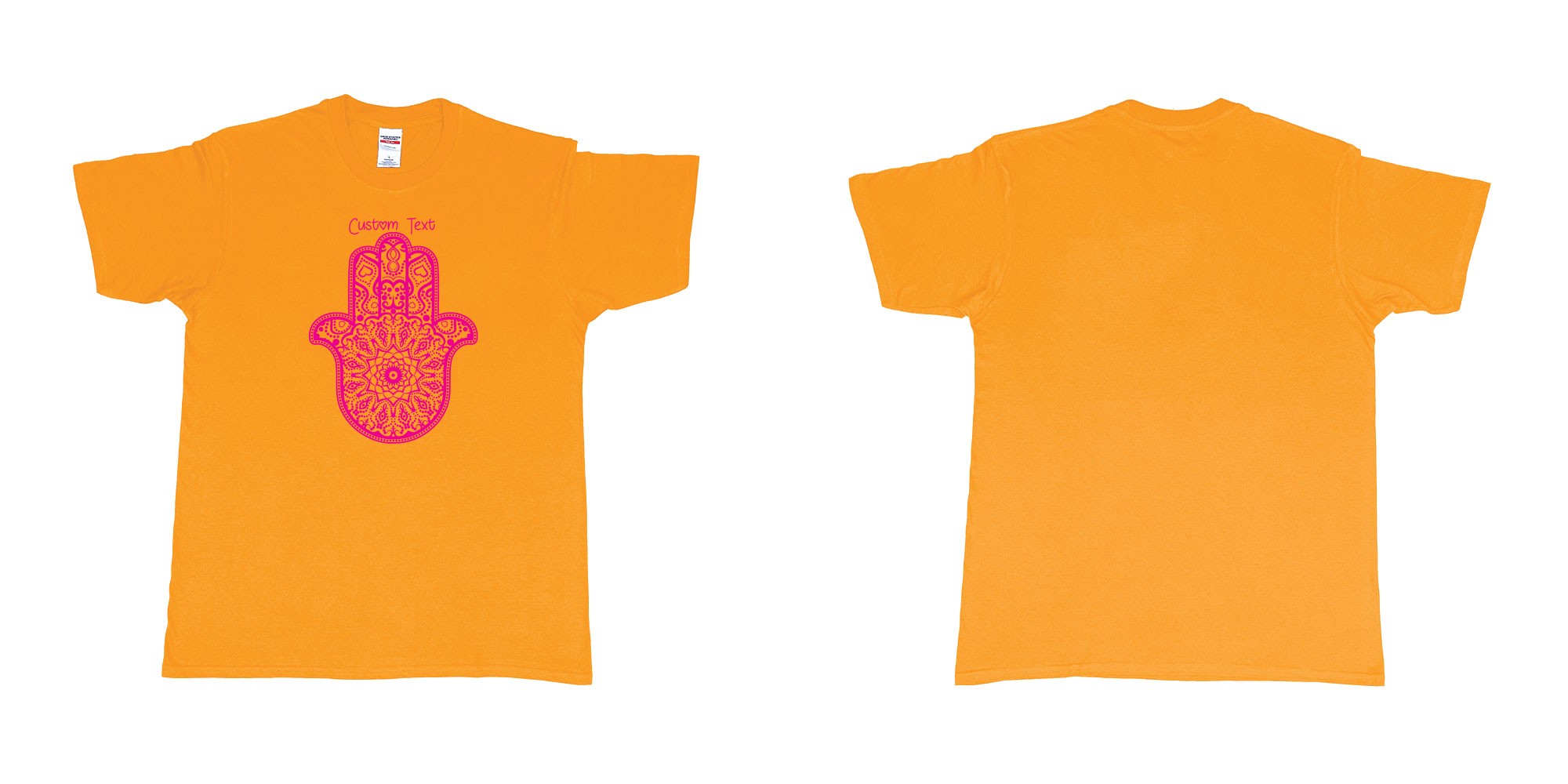 Custom tshirt design hamsa hand mandala custom text in fabric color gold choice your own text made in Bali by The Pirate Way