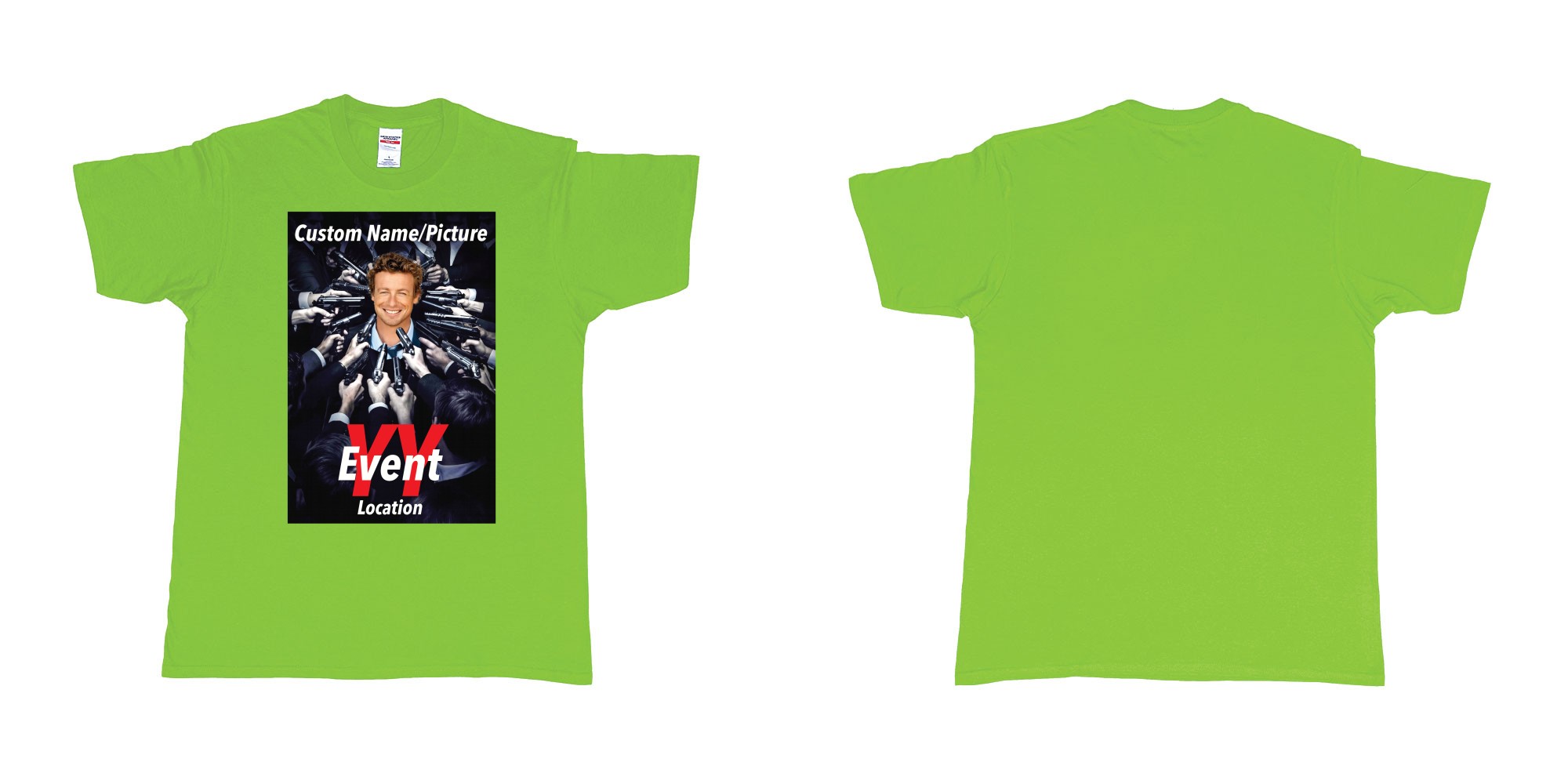 Custom tshirt design john wick poster everyone pointing gun at you custom own picture in fabric color lime choice your own text made in Bali by The Pirate Way