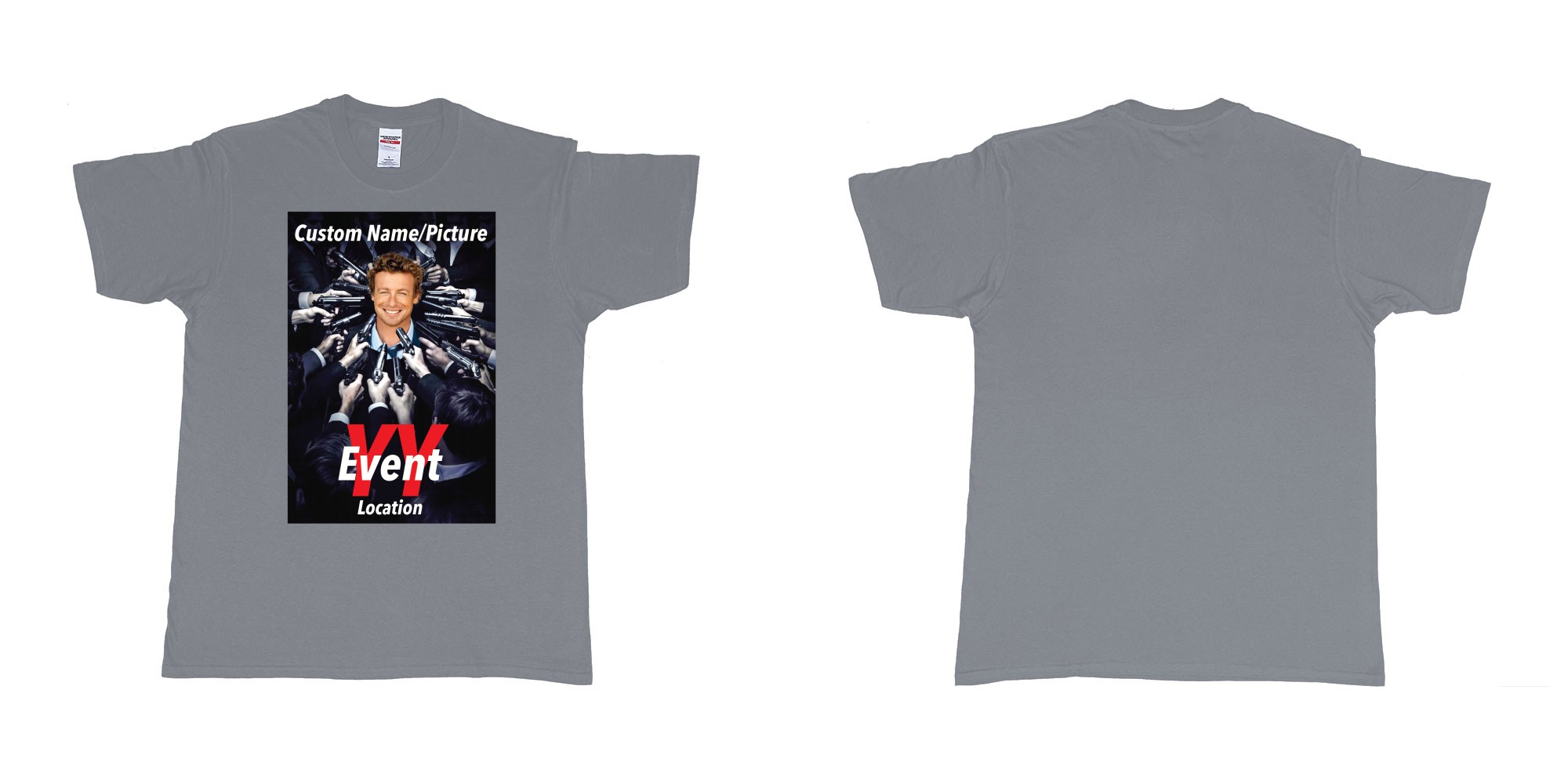 Custom tshirt design john wick poster everyone pointing gun at you custom own picture in fabric color misty choice your own text made in Bali by The Pirate Way