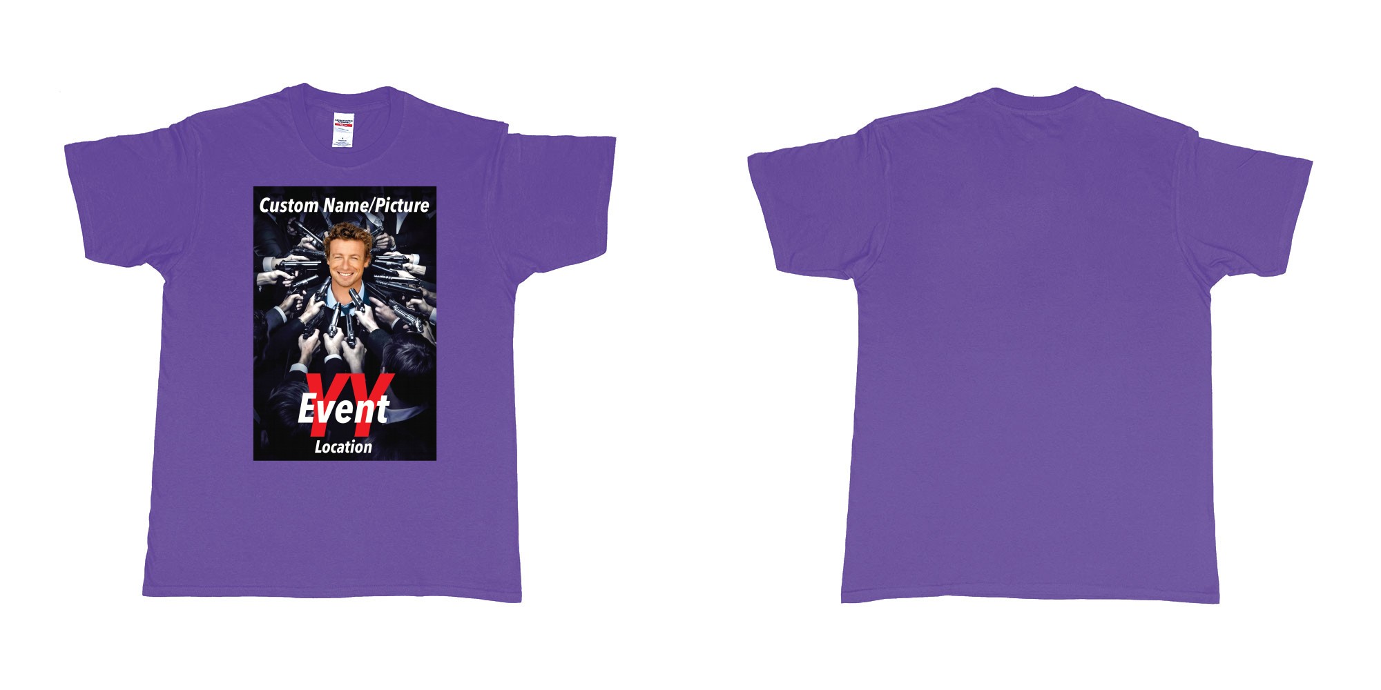 Custom tshirt design john wick poster everyone pointing gun at you custom own picture in fabric color purple choice your own text made in Bali by The Pirate Way