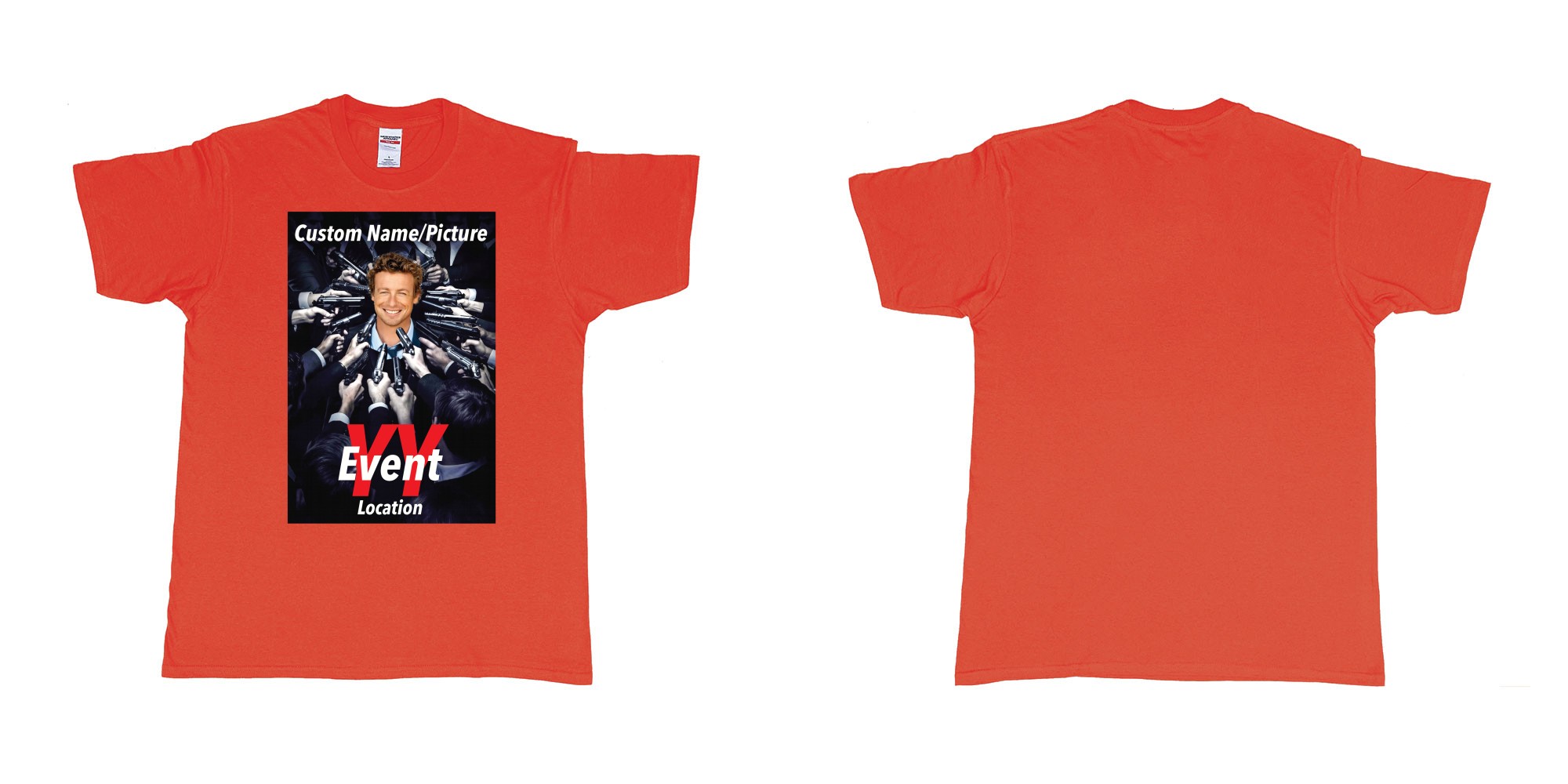 Custom tshirt design john wick poster everyone pointing gun at you custom own picture in fabric color red choice your own text made in Bali by The Pirate Way
