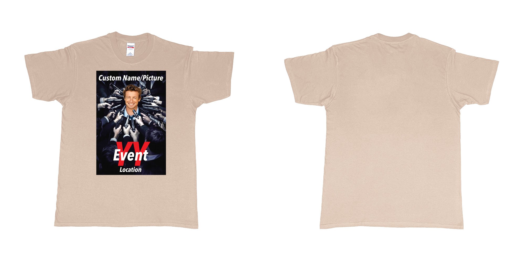 Custom tshirt design john wick poster everyone pointing gun at you custom own picture in fabric color sand choice your own text made in Bali by The Pirate Way