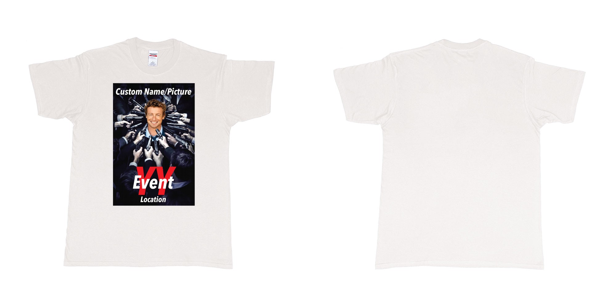 Custom tshirt design john wick poster everyone pointing gun at you custom own picture in fabric color white choice your own text made in Bali by The Pirate Way