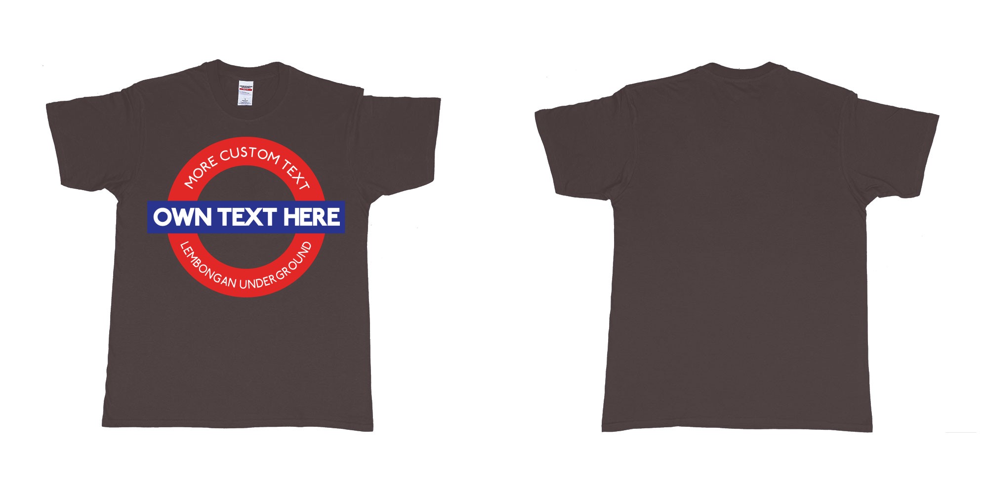 Custom tshirt design lembongan underground logo custom design in fabric color dark-chocolate choice your own text made in Bali by The Pirate Way