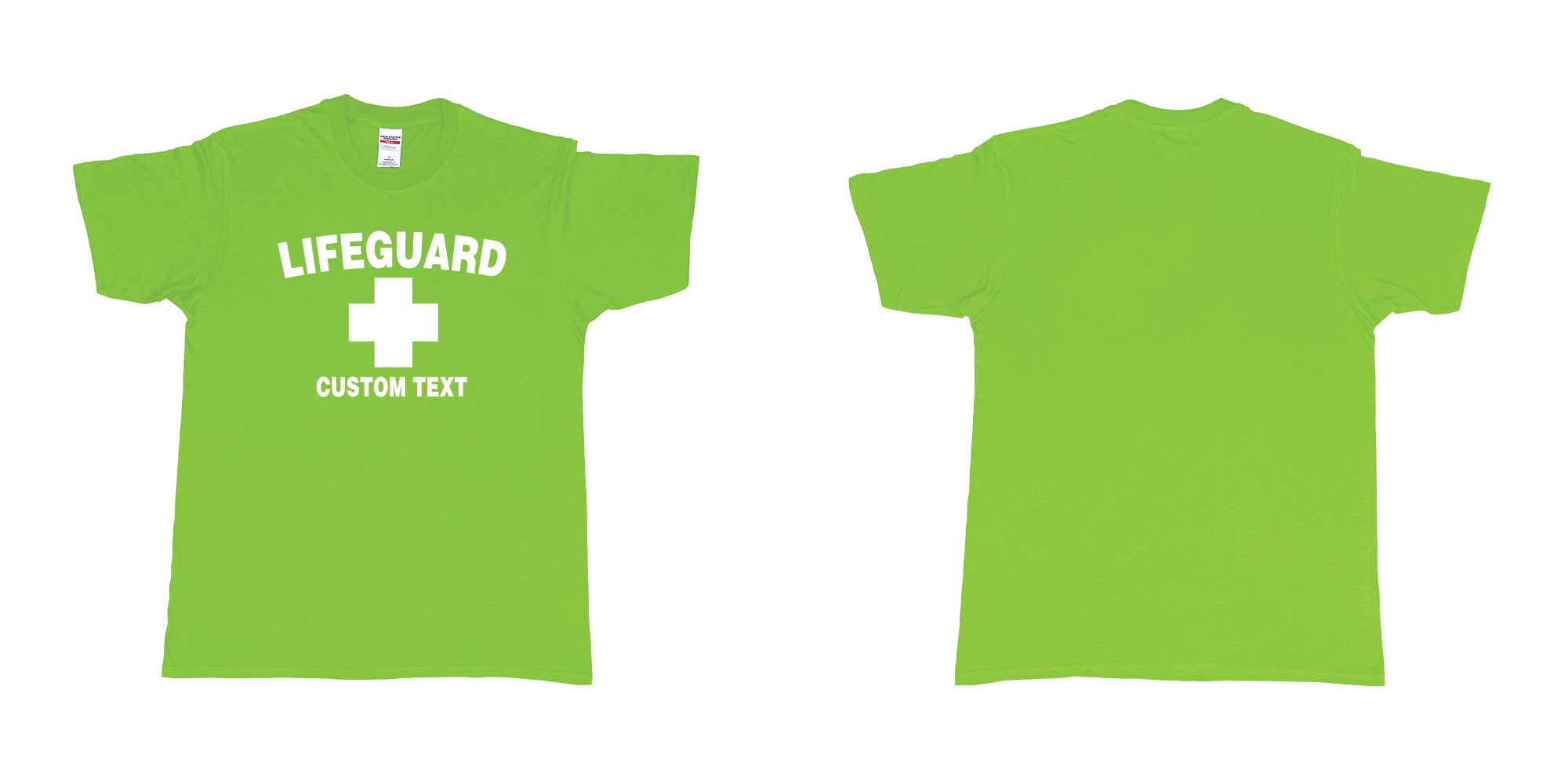 Custom tshirt design lifeguard bali australia tshirt custom text in fabric color lime choice your own text made in Bali by The Pirate Way