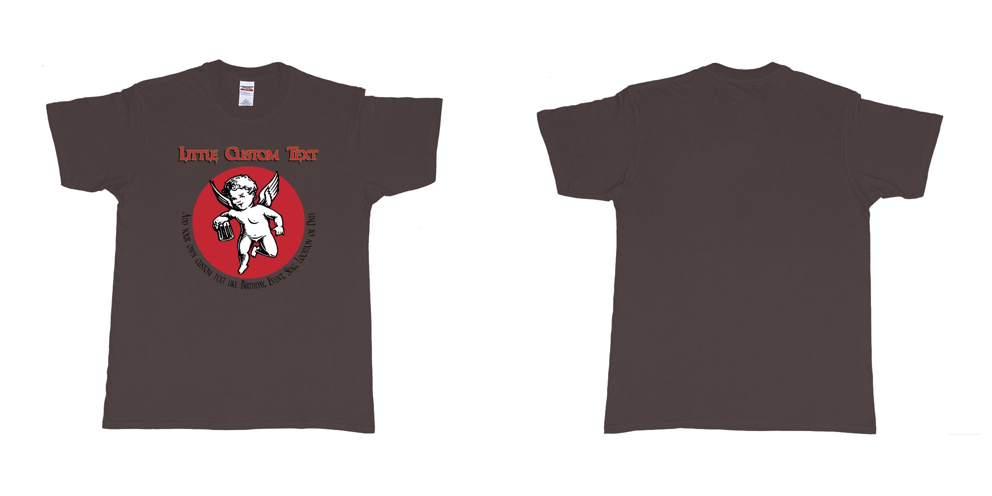 Custom tshirt design little creatures beer logo own custom print in fabric color dark-chocolate choice your own text made in Bali by The Pirate Way