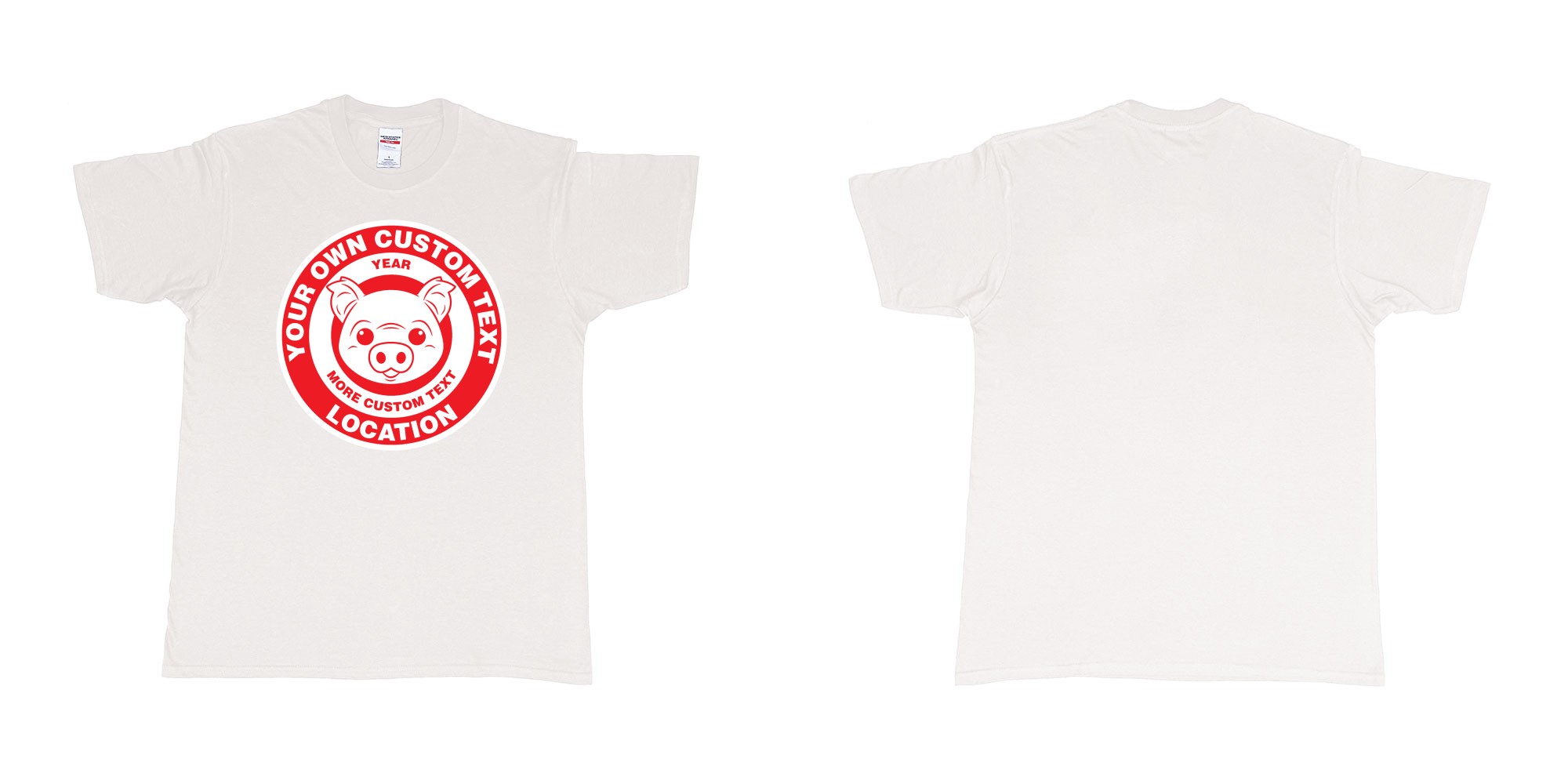 Custom tshirt design little piggy target in fabric color white choice your own text made in Bali by The Pirate Way