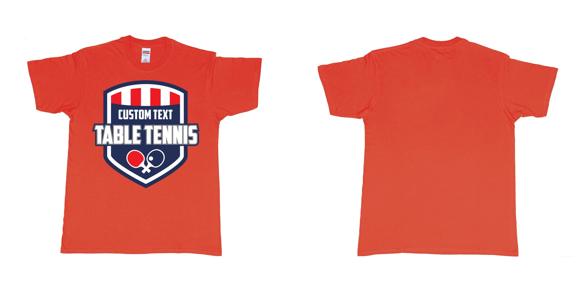 Custom tshirt design major league table tennis in fabric color red choice your own text made in Bali by The Pirate Way