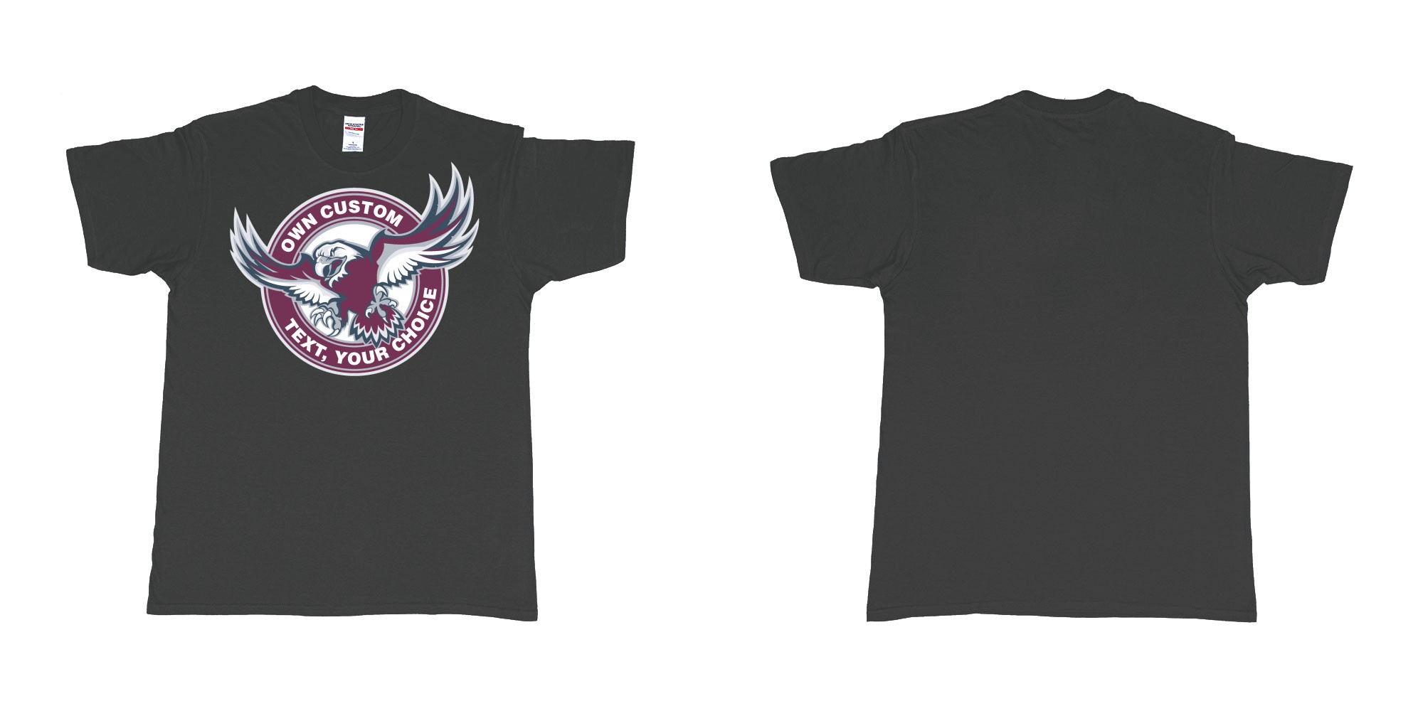 Custom tshirt design manly warringah sea eagles custom logo design in fabric color black choice your own text made in Bali by The Pirate Way