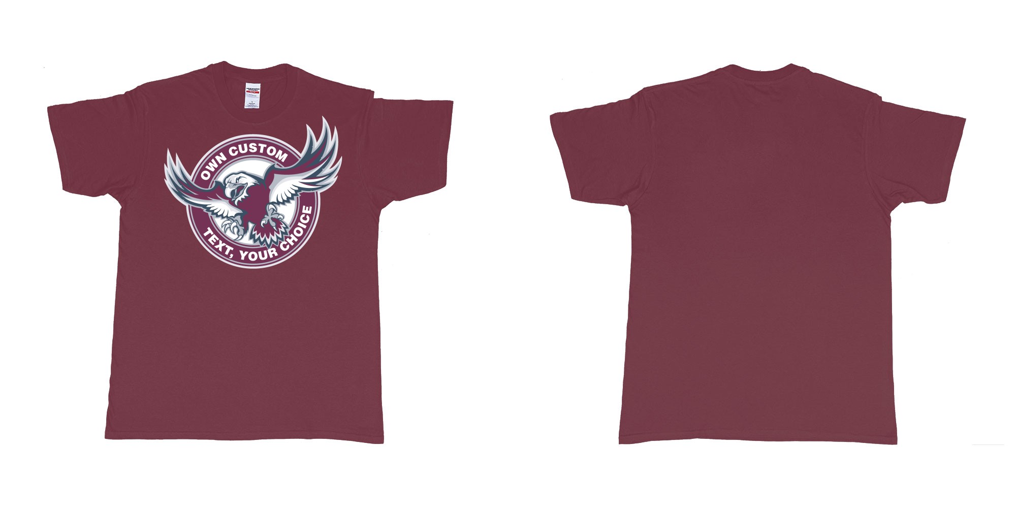 Custom tshirt design manly warringah sea eagles custom logo design in fabric color marron choice your own text made in Bali by The Pirate Way