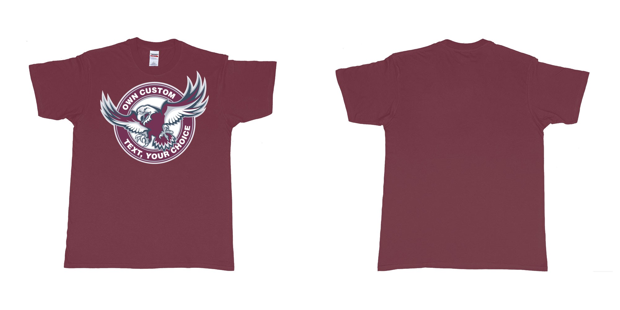 Custom tshirt design manly warringah sea eagles custom logo design in fabric color marron choice your own text made in Bali by The Pirate Way