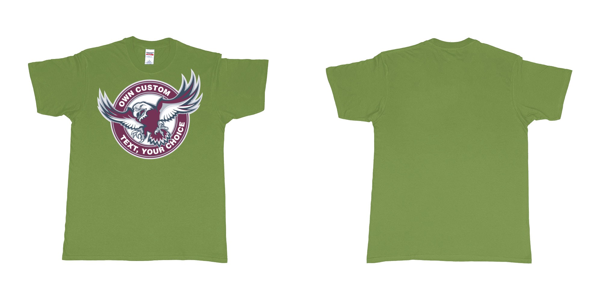 Custom tshirt design manly warringah sea eagles custom logo design in fabric color military-green choice your own text made in Bali by The Pirate Way