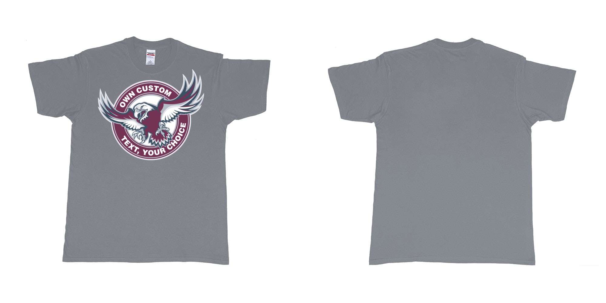 Custom tshirt design manly warringah sea eagles custom logo design in fabric color misty choice your own text made in Bali by The Pirate Way