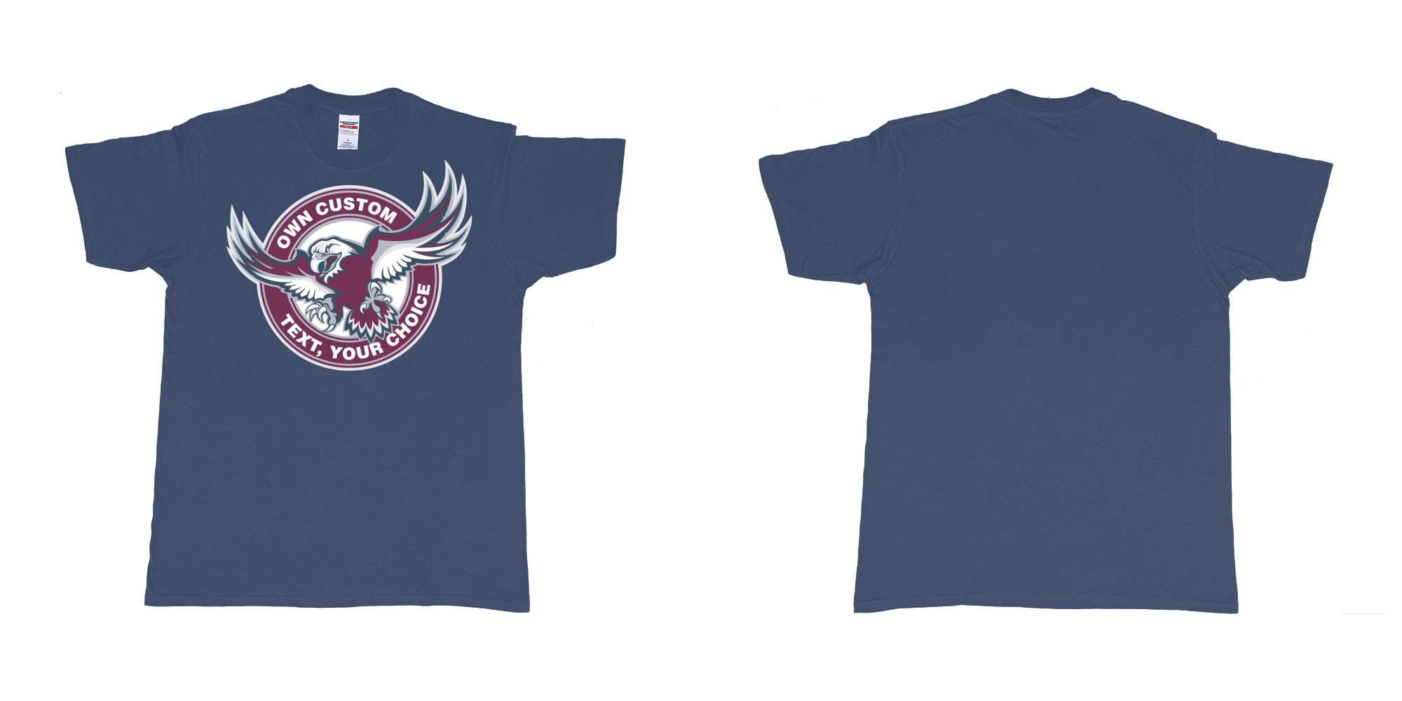 Custom tshirt design manly warringah sea eagles custom logo design in fabric color navy choice your own text made in Bali by The Pirate Way