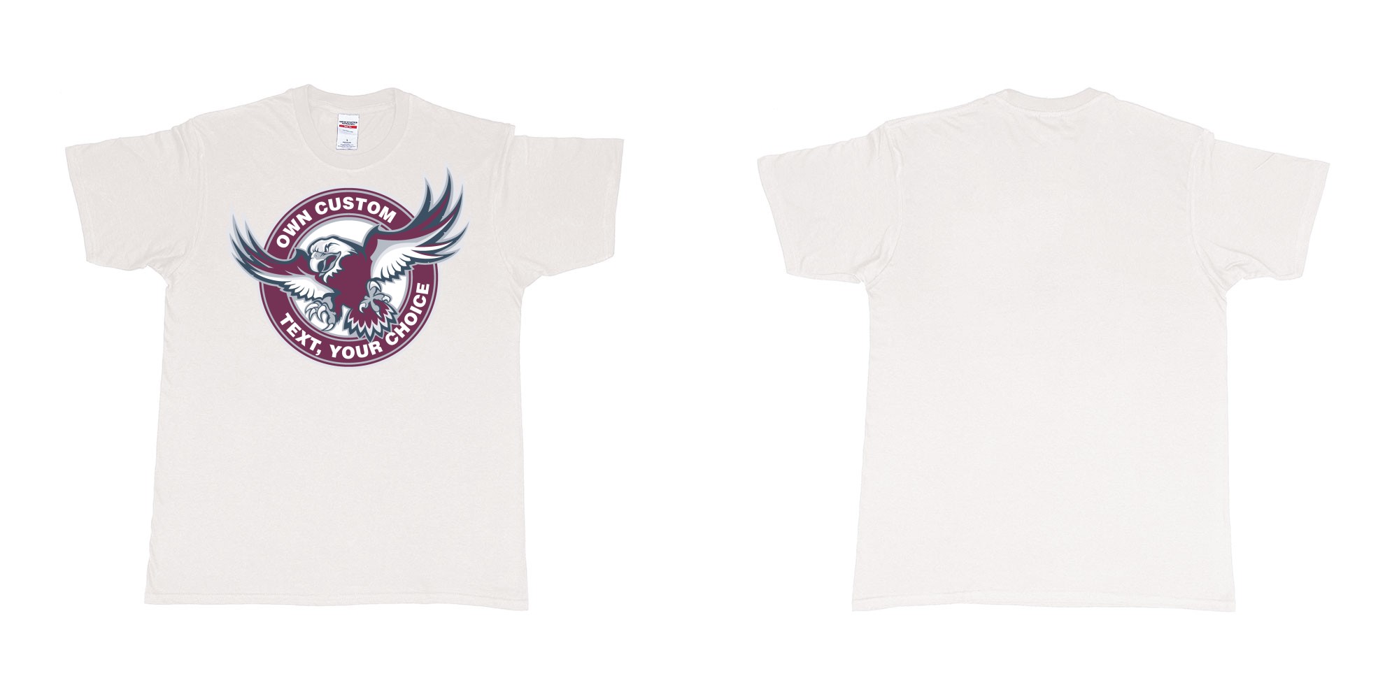 Custom tshirt design manly warringah sea eagles custom logo design in fabric color white choice your own text made in Bali by The Pirate Way
