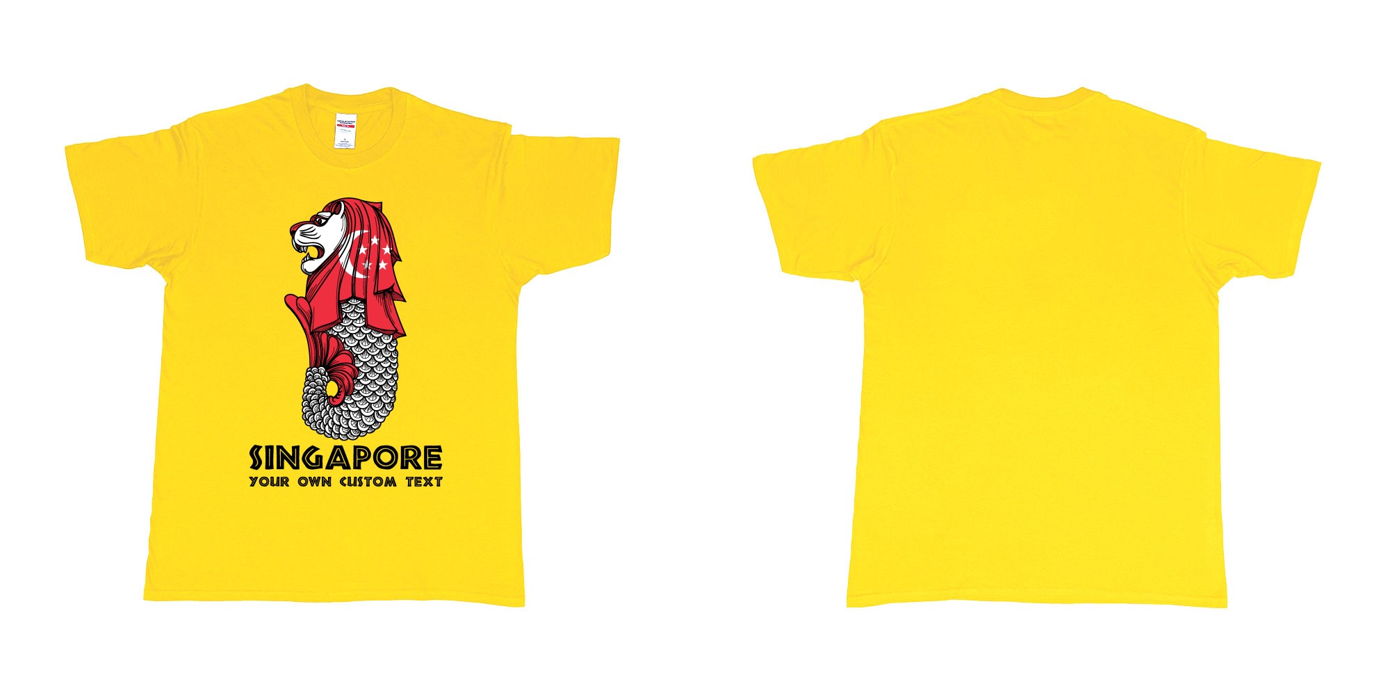 Custom tshirt design merlion singapore mascot statue lion in fabric color daisy choice your own text made in Bali by The Pirate Way