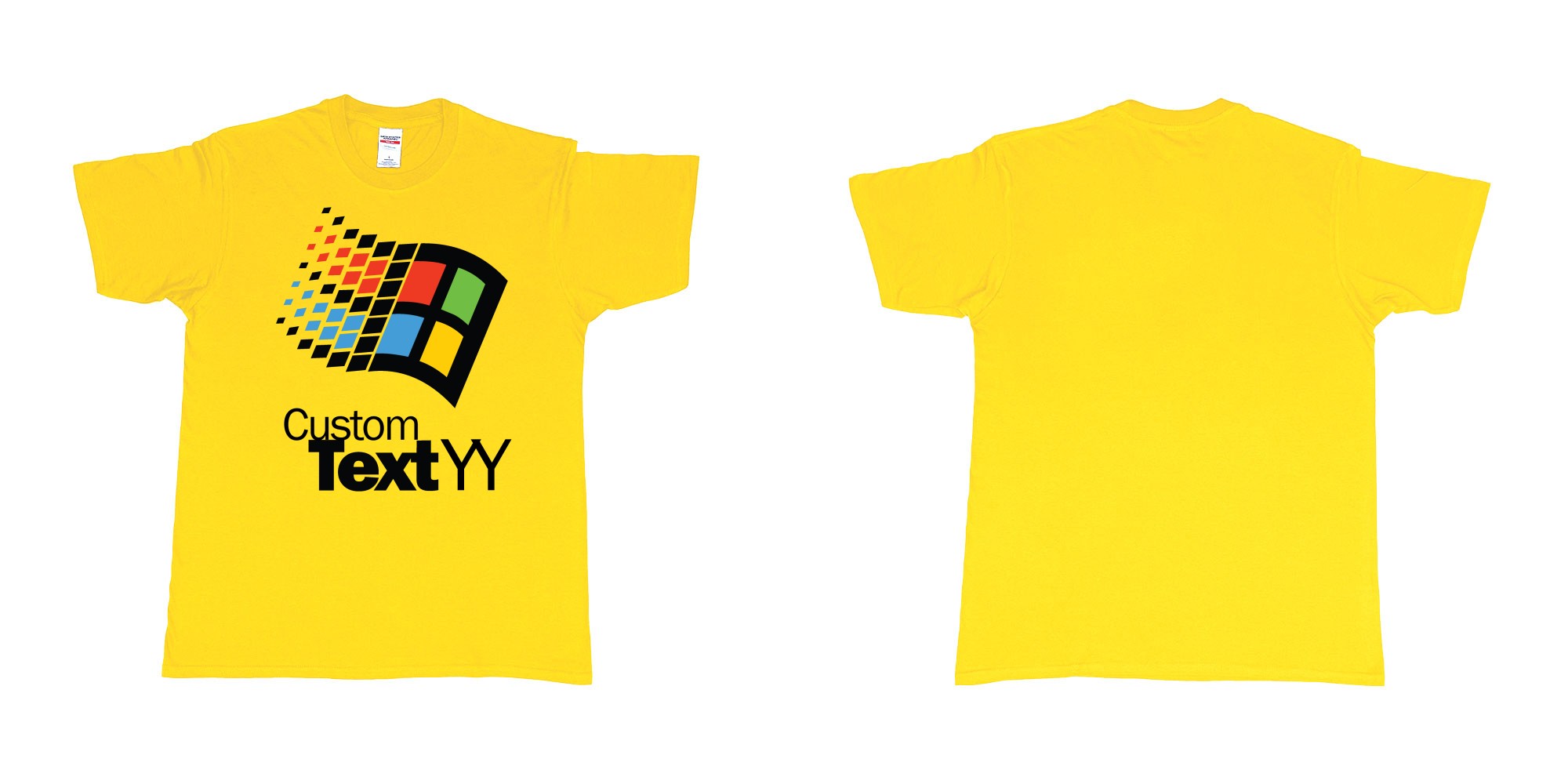 Custom tshirt design microsoft windows 95 classic logo custom text and year print in fabric color daisy choice your own text made in Bali by The Pirate Way