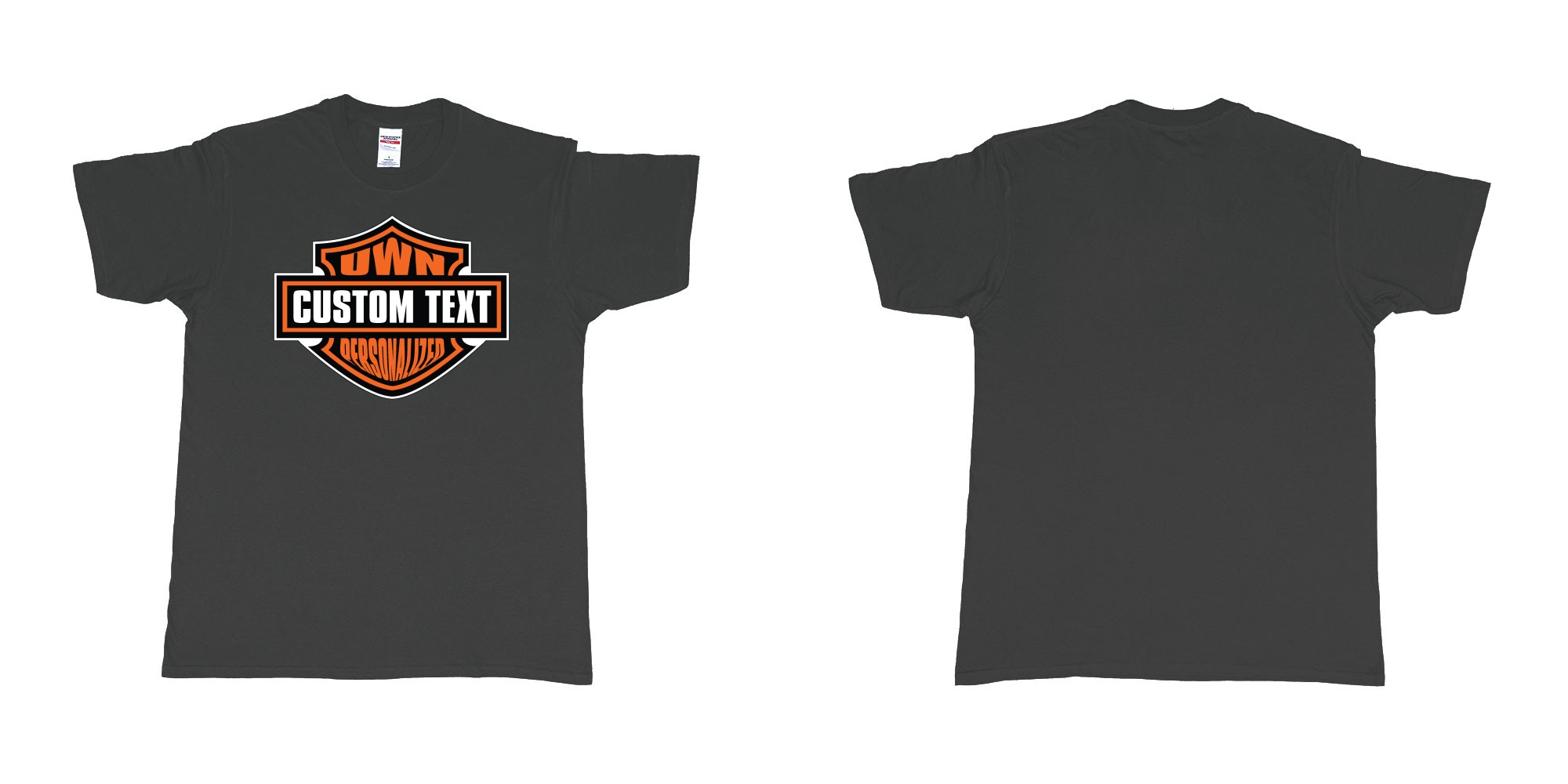 Custom tshirt design motor harley davidson cycles standard logo personalized custom own text in fabric color black choice your own text made in Bali by The Pirate Way