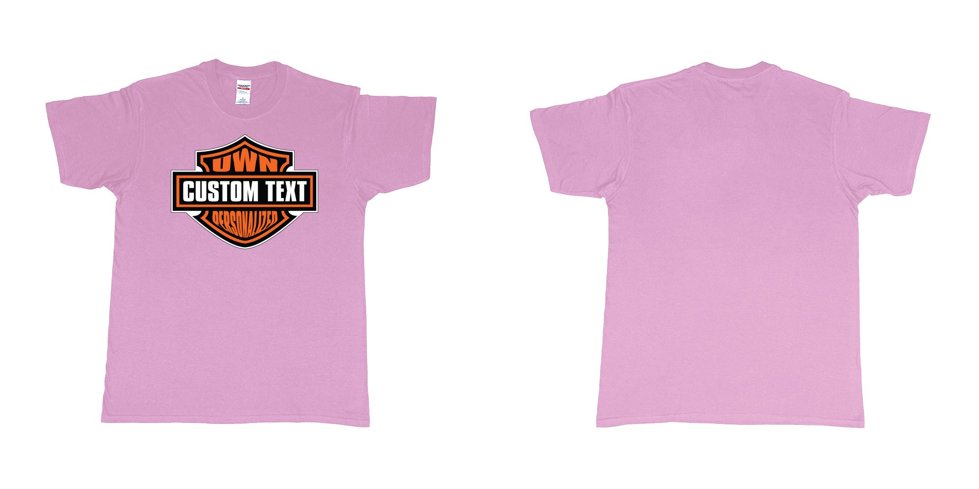 Custom tshirt design motor harley davidson cycles standard logo personalized custom own text in fabric color light-pink choice your own text made in Bali by The Pirate Way