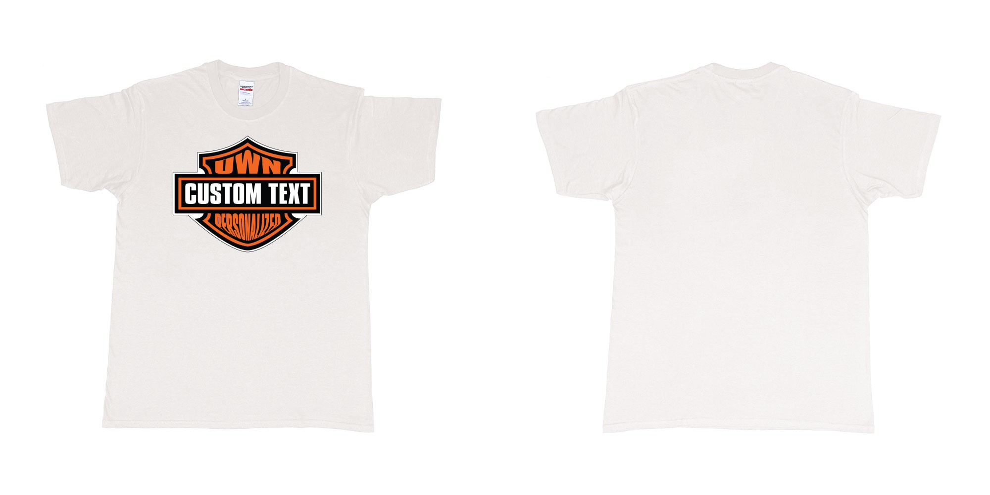 Custom tshirt design motor harley davidson cycles standard logo personalized custom own text in fabric color white choice your own text made in Bali by The Pirate Way