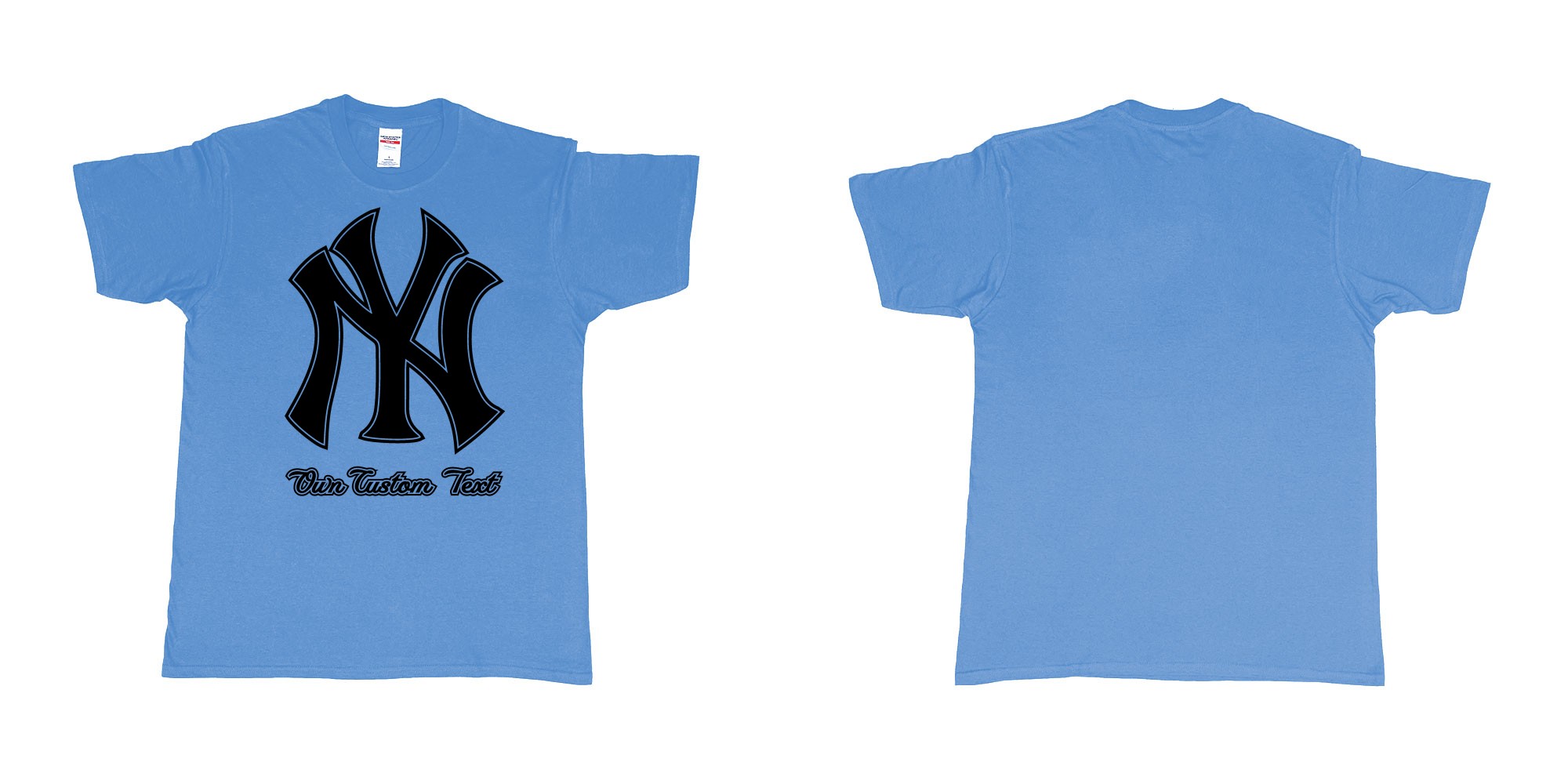 Custom tshirt design new york yankees baseball team custom design in fabric color carolina-blue choice your own text made in Bali by The Pirate Way