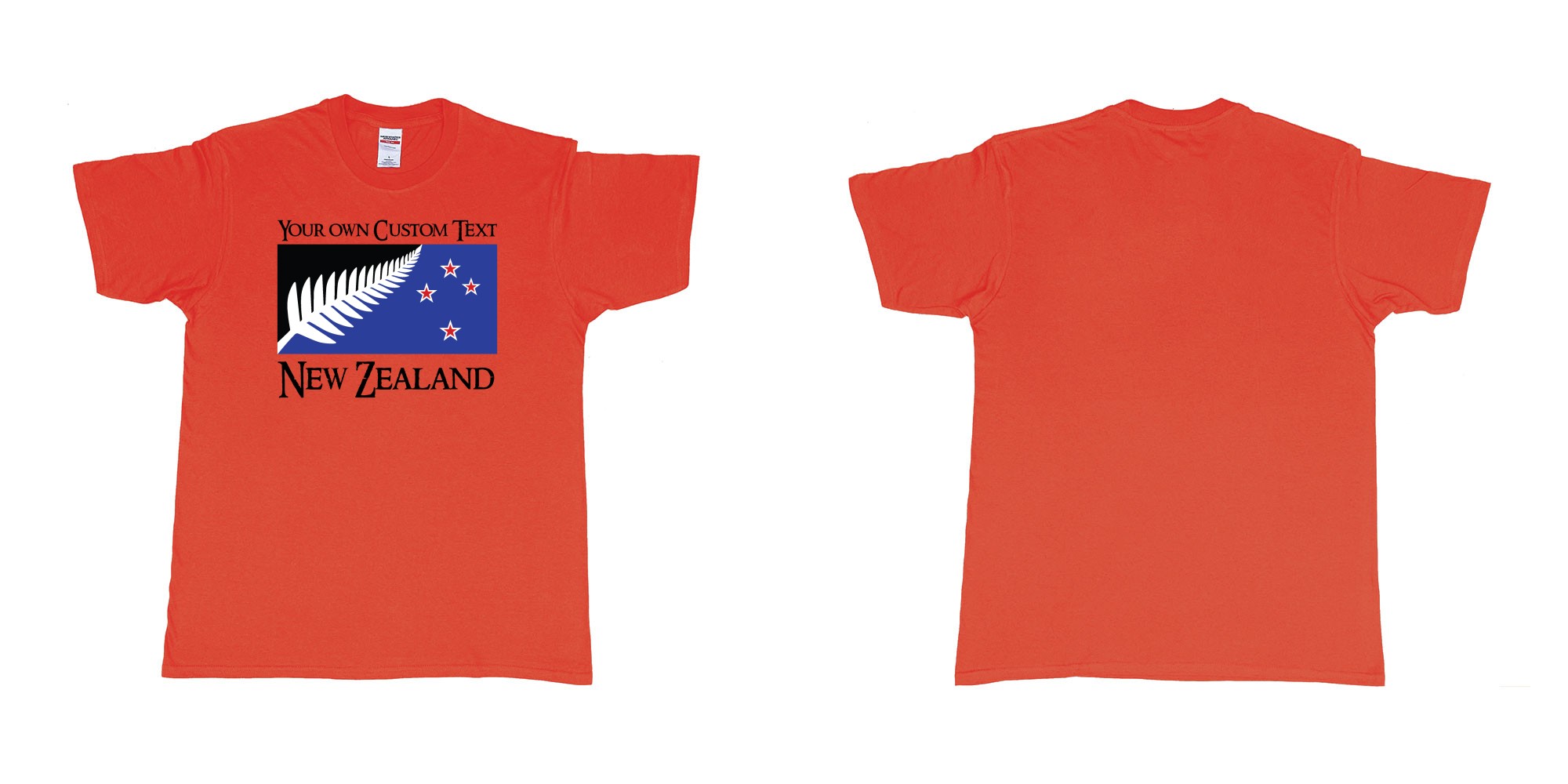 Custom tshirt design new zealand silver fern flag in fabric color red choice your own text made in Bali by The Pirate Way