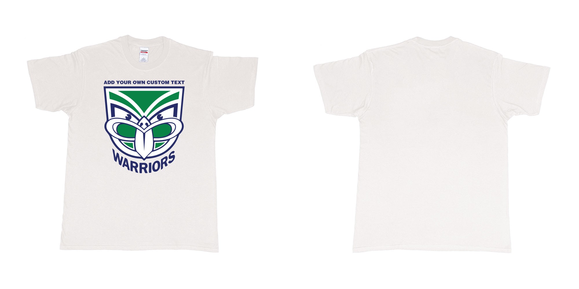 Custom tshirt design new zealand warriors custom tshirt printing in fabric color white choice your own text made in Bali by The Pirate Way