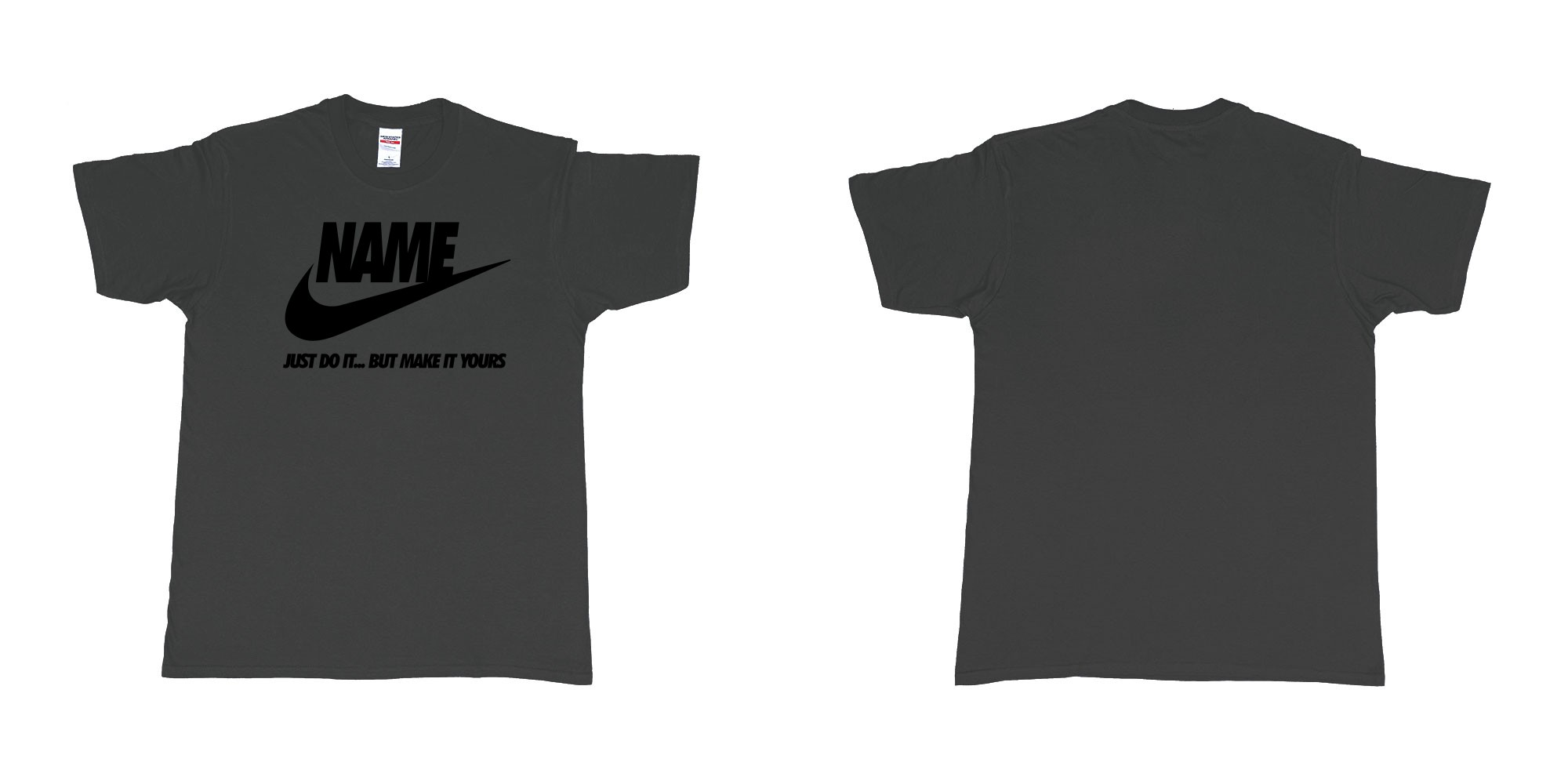 Custom tshirt design nike just do it but make yours own custom text bali in fabric color black choice your own text made in Bali by The Pirate Way