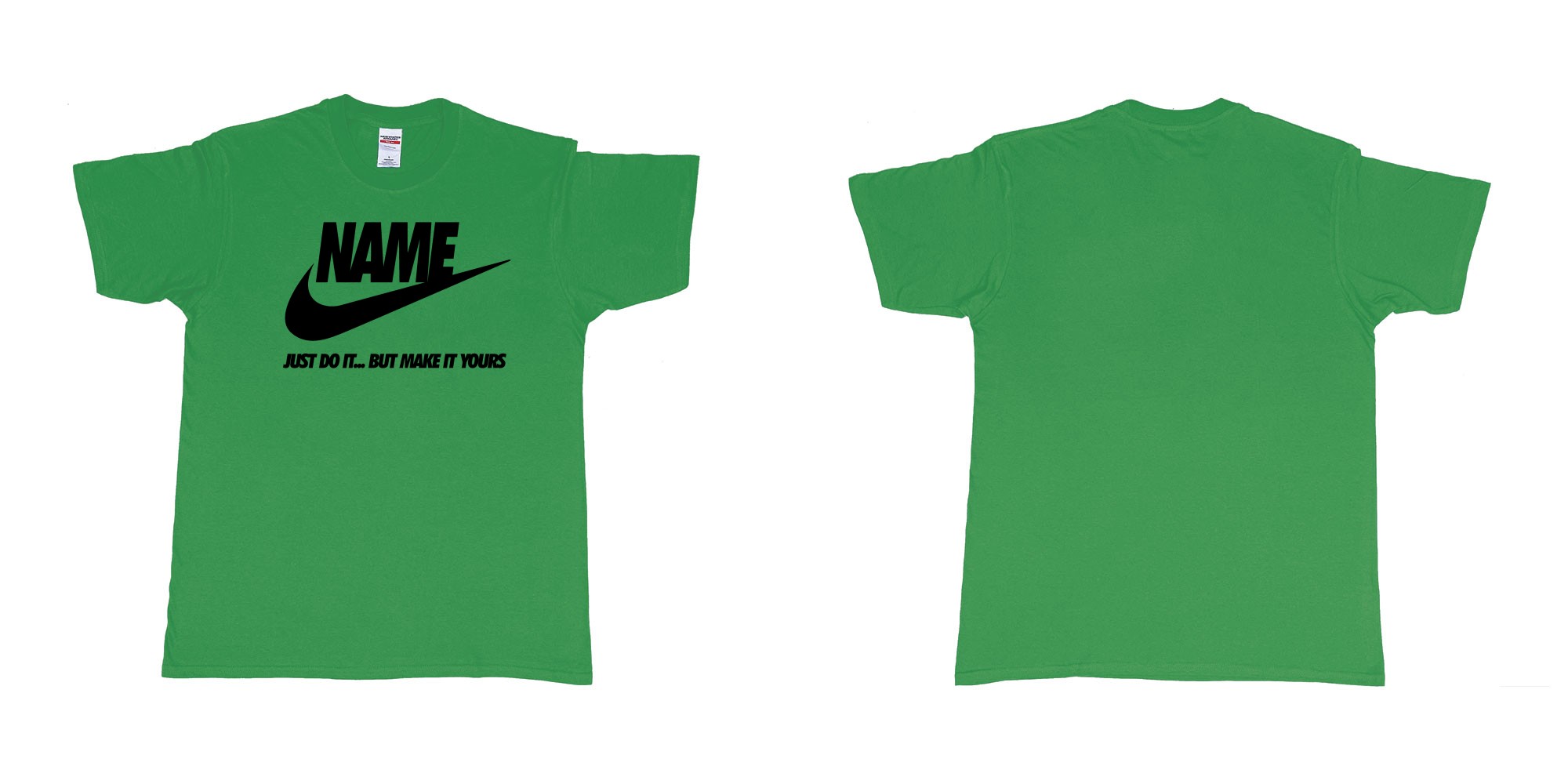 Custom tshirt design nike just do it but make yours own custom text bali in fabric color irish-green choice your own text made in Bali by The Pirate Way