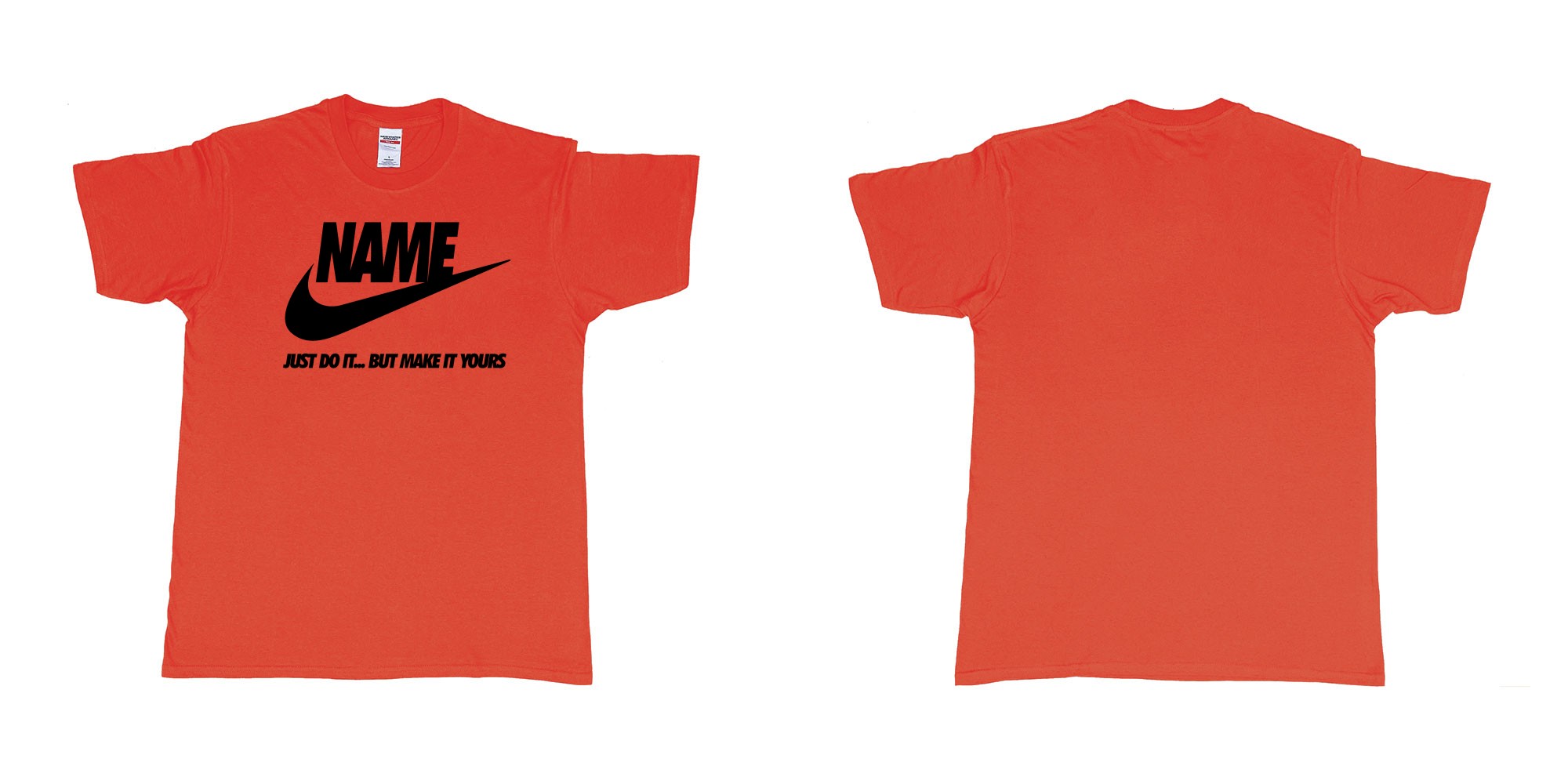 Custom tshirt design nike just do it but make yours own custom text bali in fabric color red choice your own text made in Bali by The Pirate Way