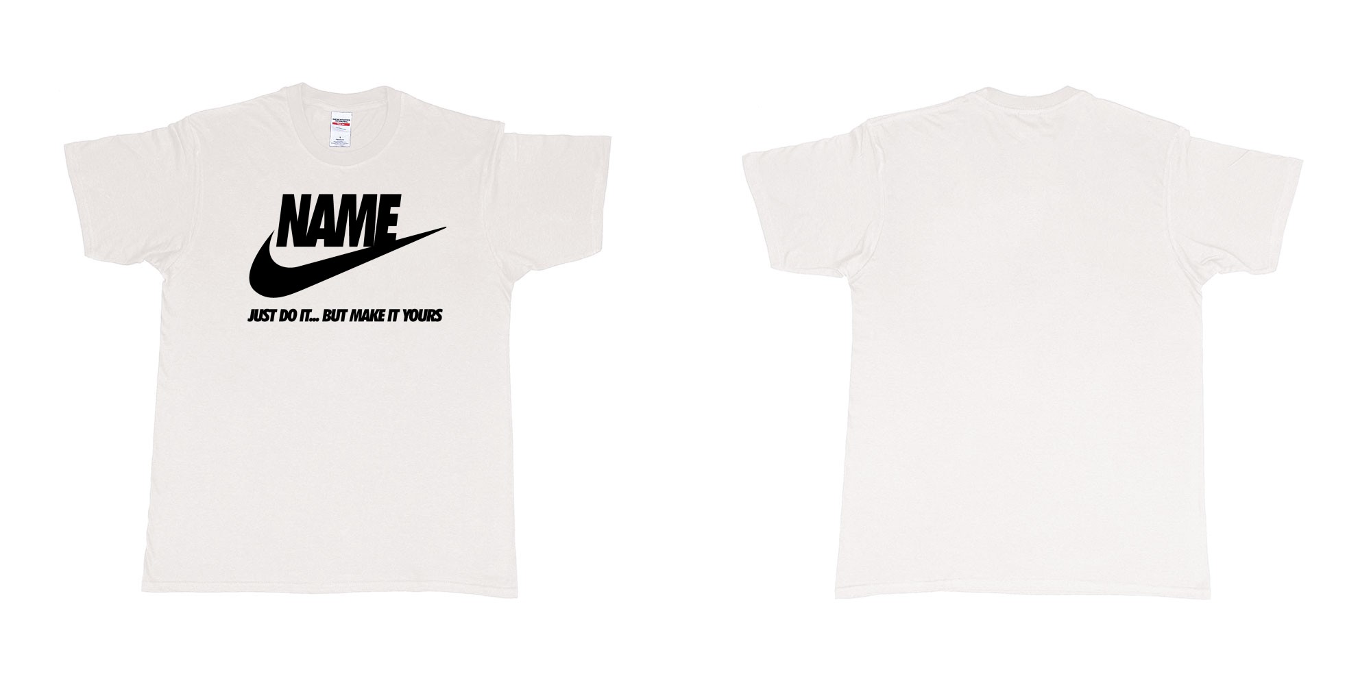 Custom tshirt design nike just do it but make yours own custom text bali in fabric color white choice your own text made in Bali by The Pirate Way