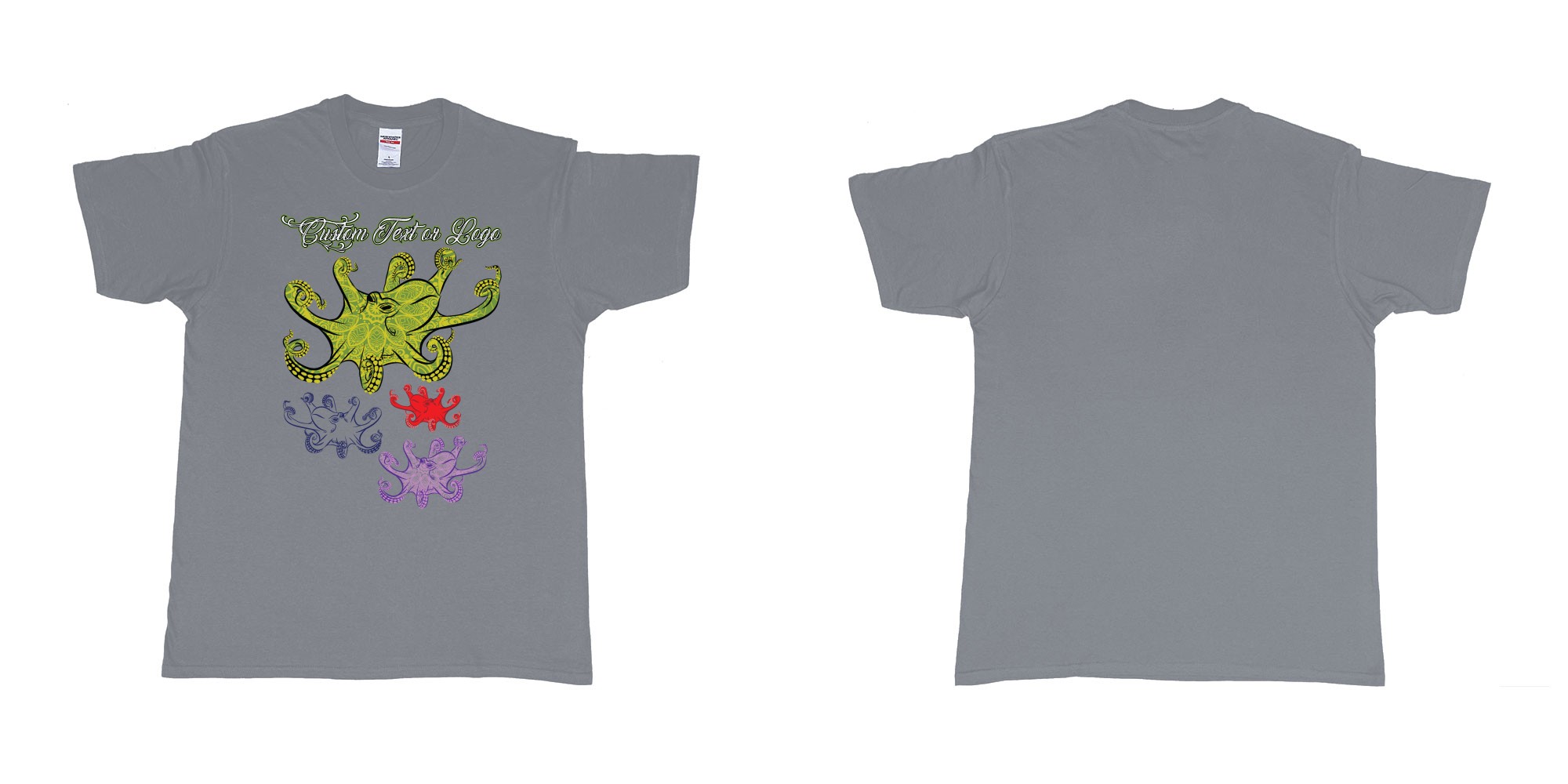 Custom tshirt design octopus curly in fabric color misty choice your own text made in Bali by The Pirate Way