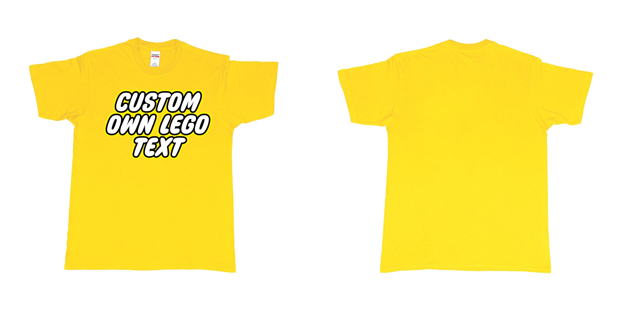 Custom tshirt design own custom lego font text tshirt printing bali in fabric color daisy choice your own text made in Bali by The Pirate Way