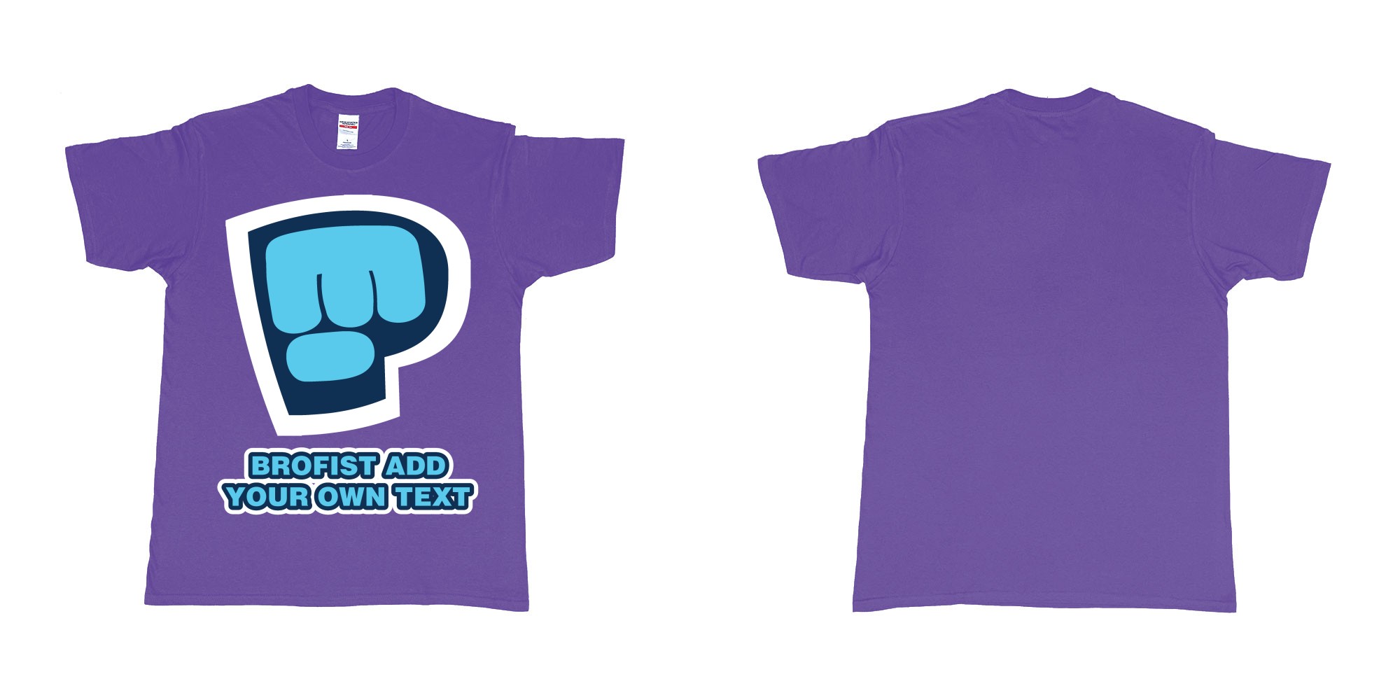 Custom tshirt design pewdiepie brofist in fabric color purple choice your own text made in Bali by The Pirate Way