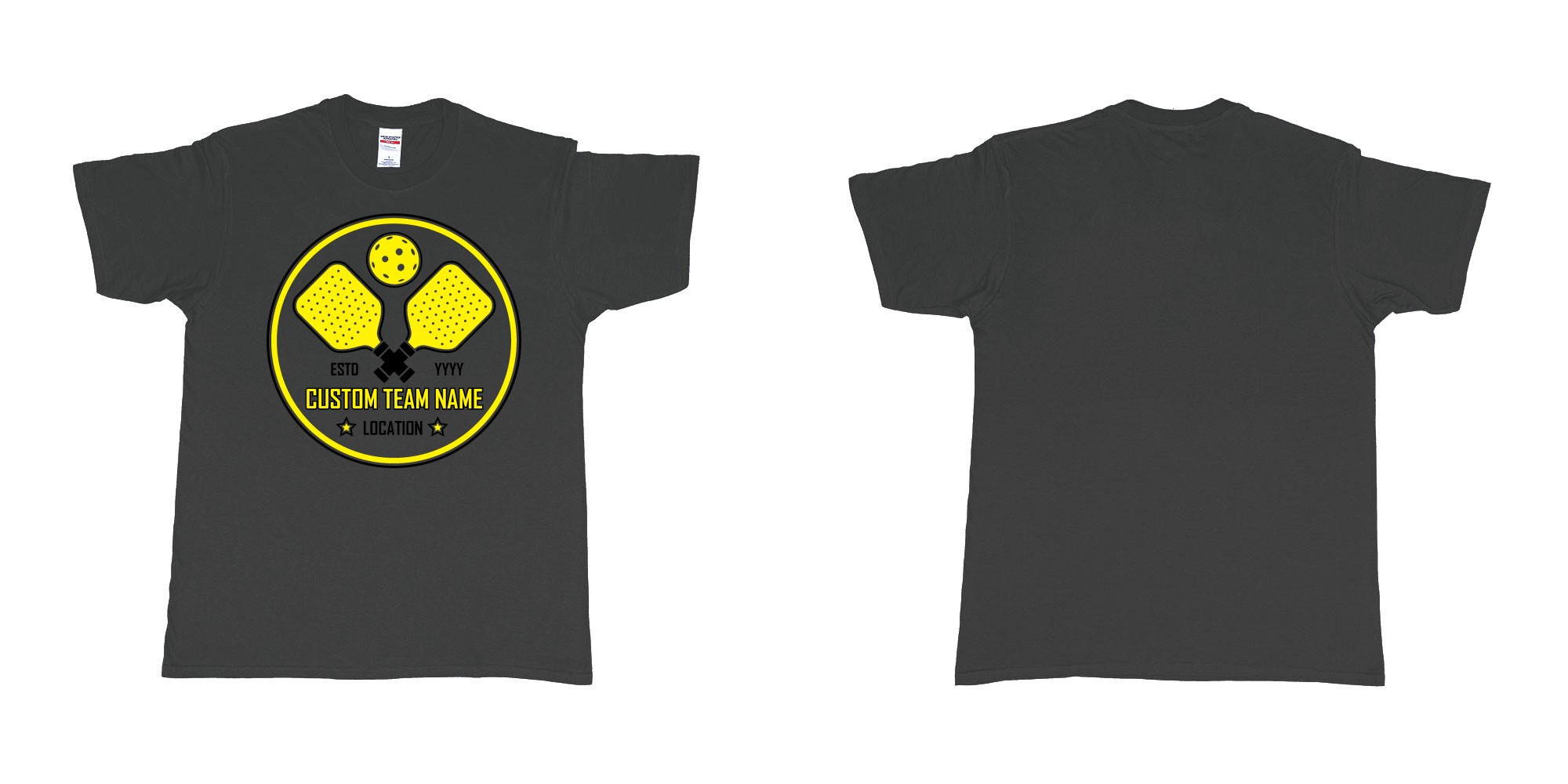 Custom tshirt design pickleball club team own custom design print bali in fabric color black choice your own text made in Bali by The Pirate Way