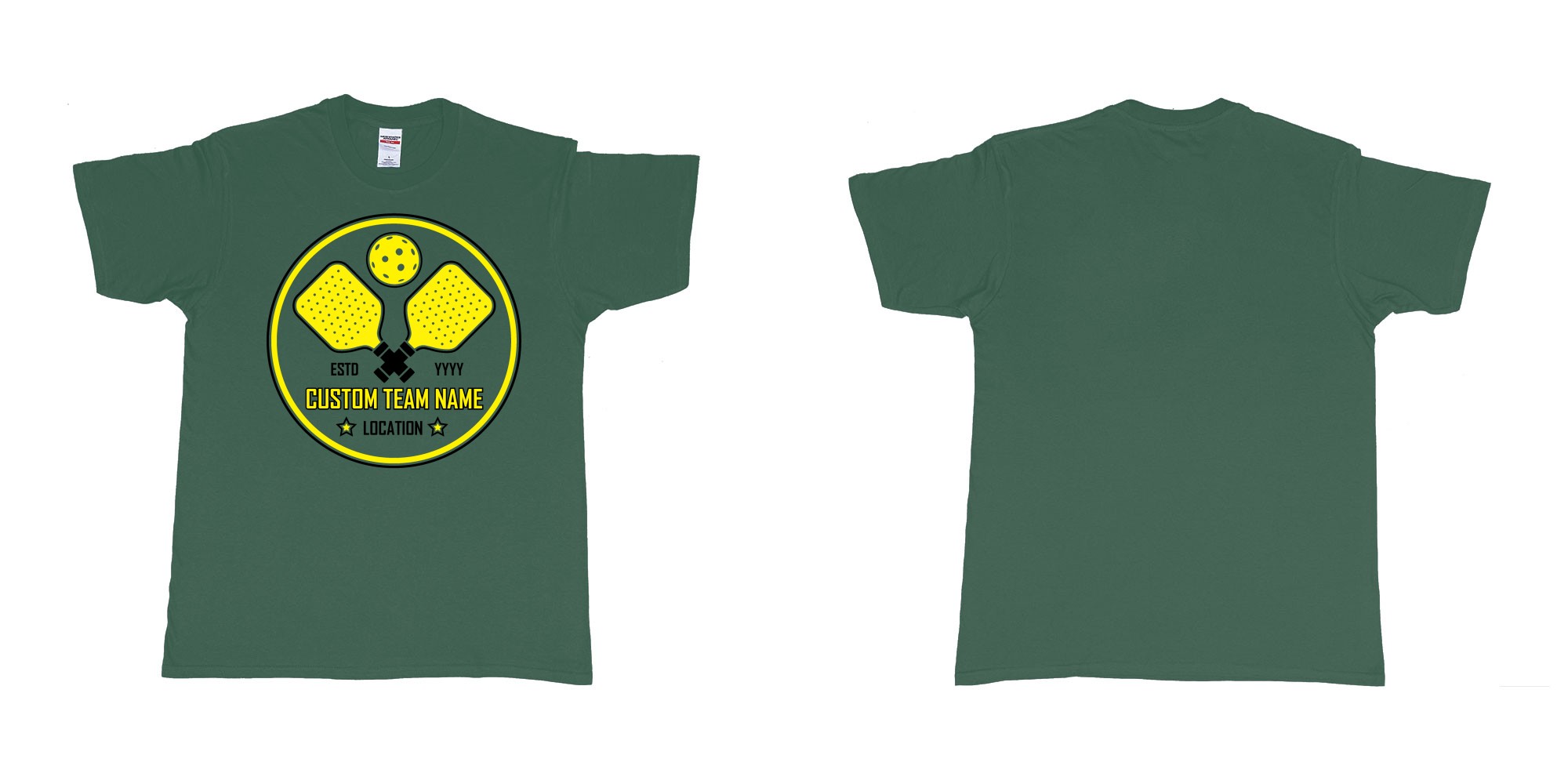Custom tshirt design pickleball club team own custom design print bali in fabric color forest-green choice your own text made in Bali by The Pirate Way