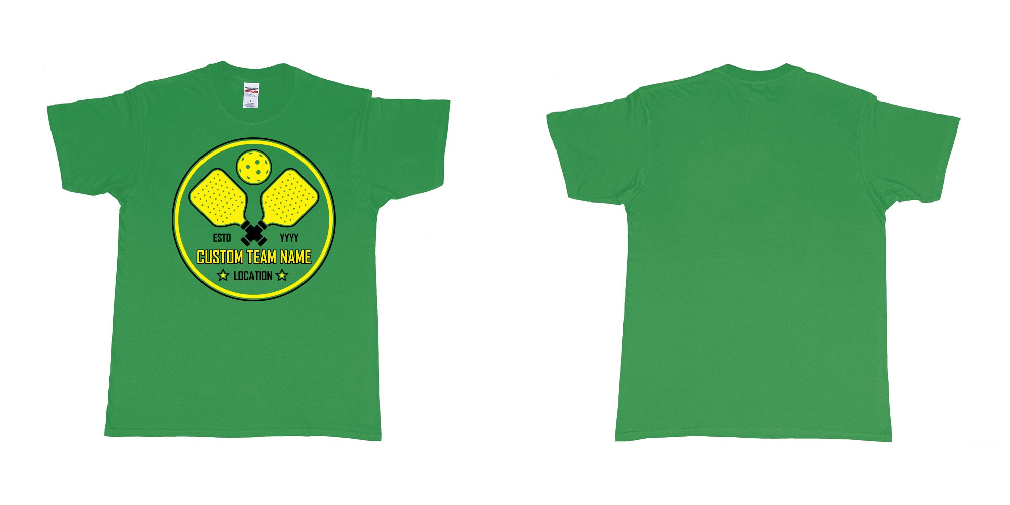 Custom tshirt design pickleball club team own custom design print bali in fabric color irish-green choice your own text made in Bali by The Pirate Way