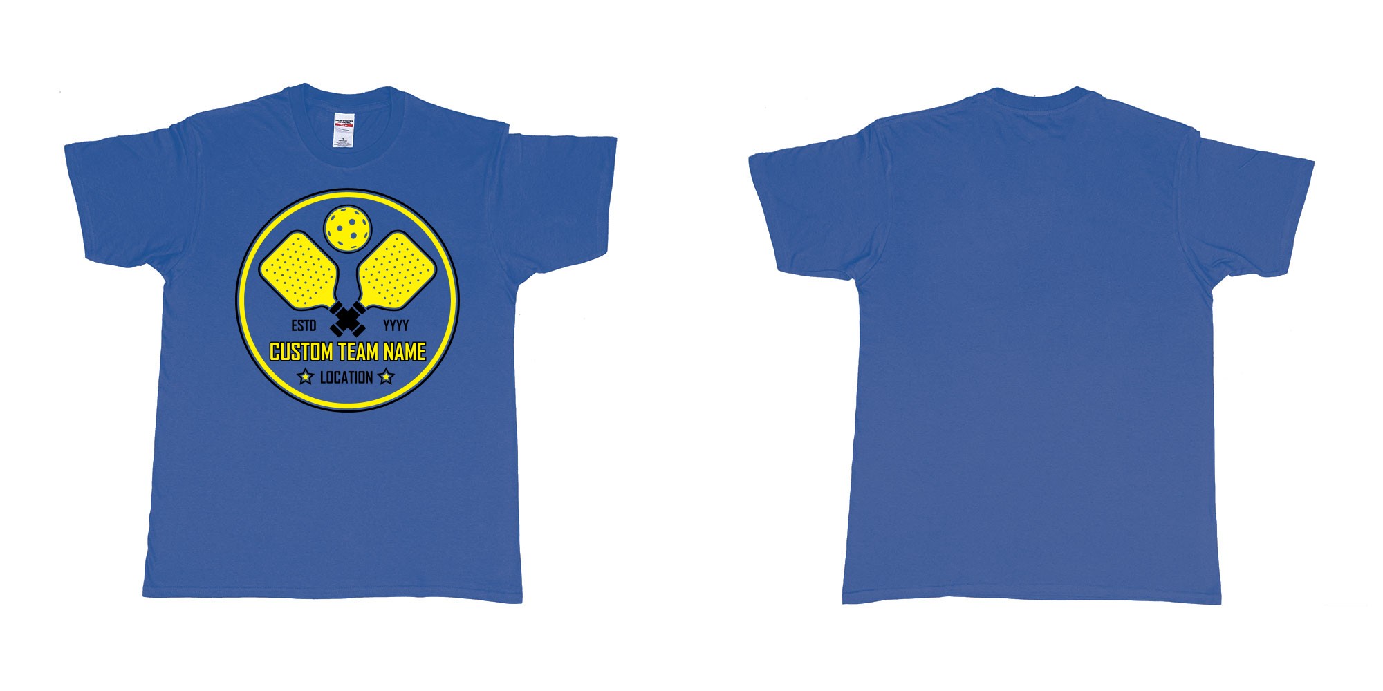 Custom tshirt design pickleball club team own custom design print bali in fabric color royal-blue choice your own text made in Bali by The Pirate Way