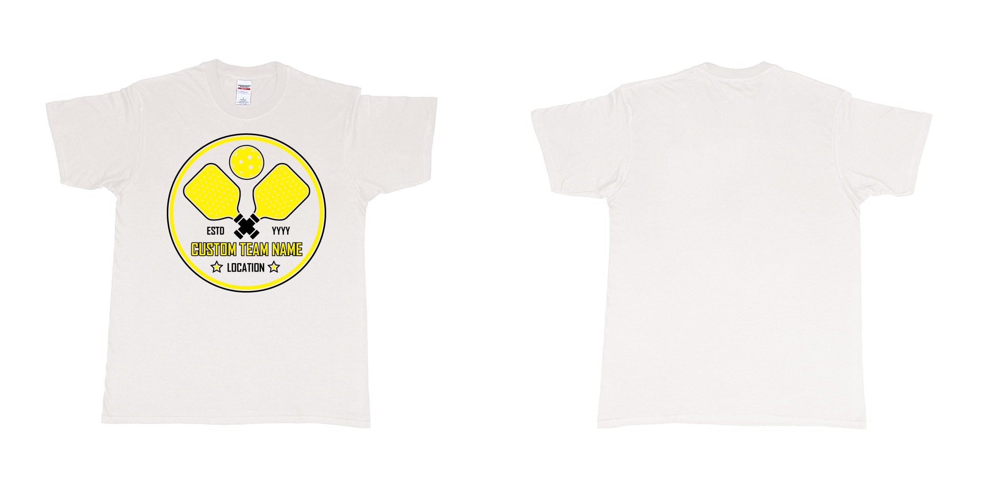 Custom tshirt design pickleball club team own custom design print bali in fabric color white choice your own text made in Bali by The Pirate Way